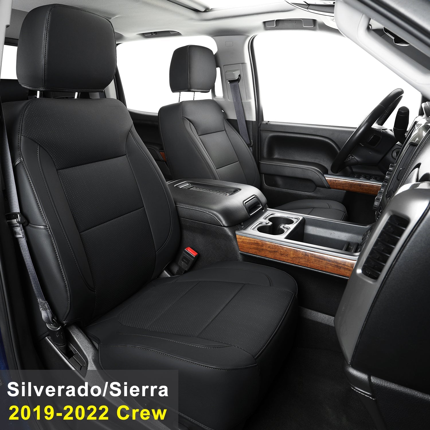 LUCKYMAN CLUB Custom Silverado Seat Covers 2007-2025 Chevrolet Silverado Sierra 1500/2500HD/3500HD crew, all-covered seat covers,dual, extended cab, waterproof leather, , all seasons