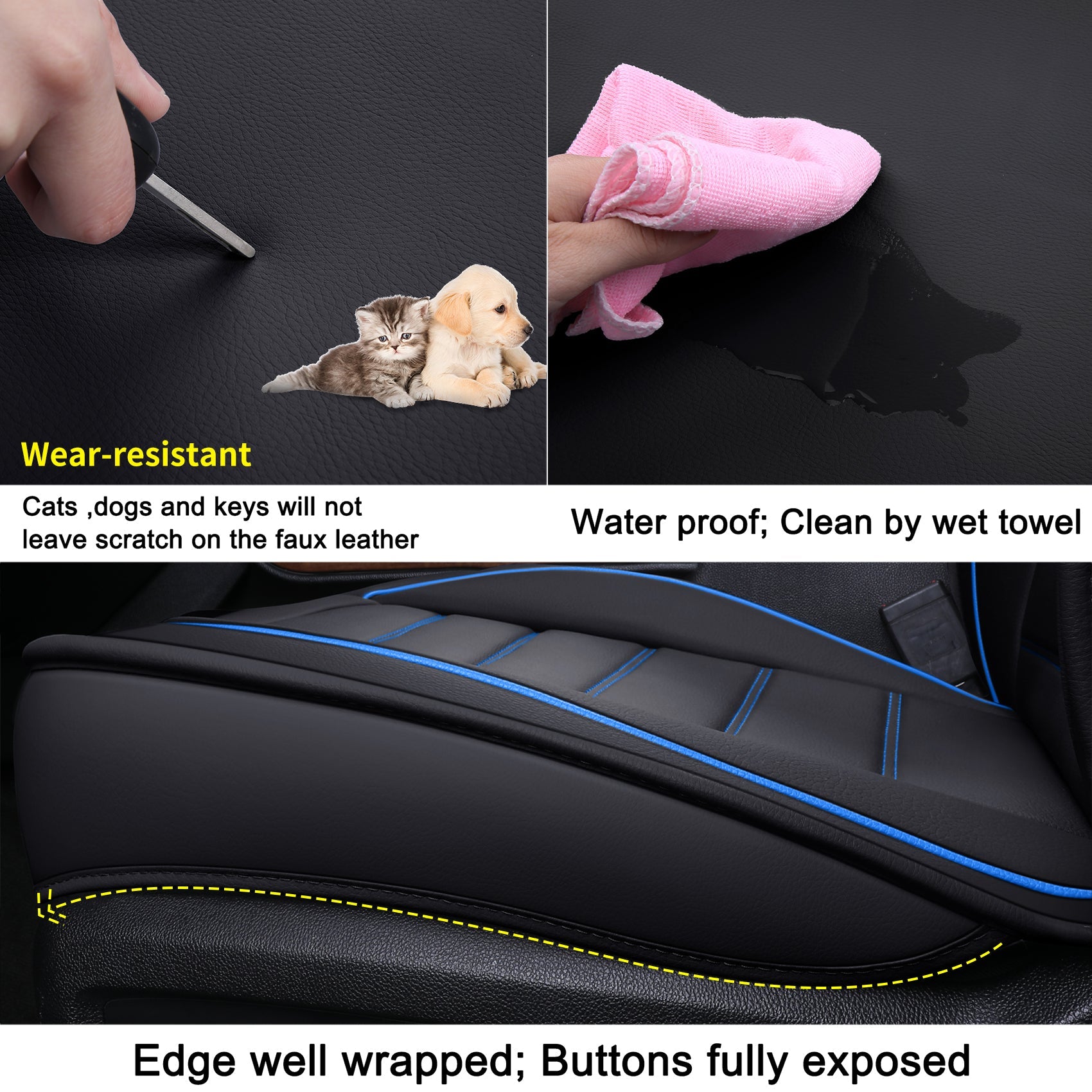 LUCKYMAN CLUB Silverado-Sitzbezüge passend für 2007–2024 Chevy Silverado Sierra 1500/2500 HD / 3500 HD Crew, Double, Extended Cab mit wasserdichtem Kunstleder