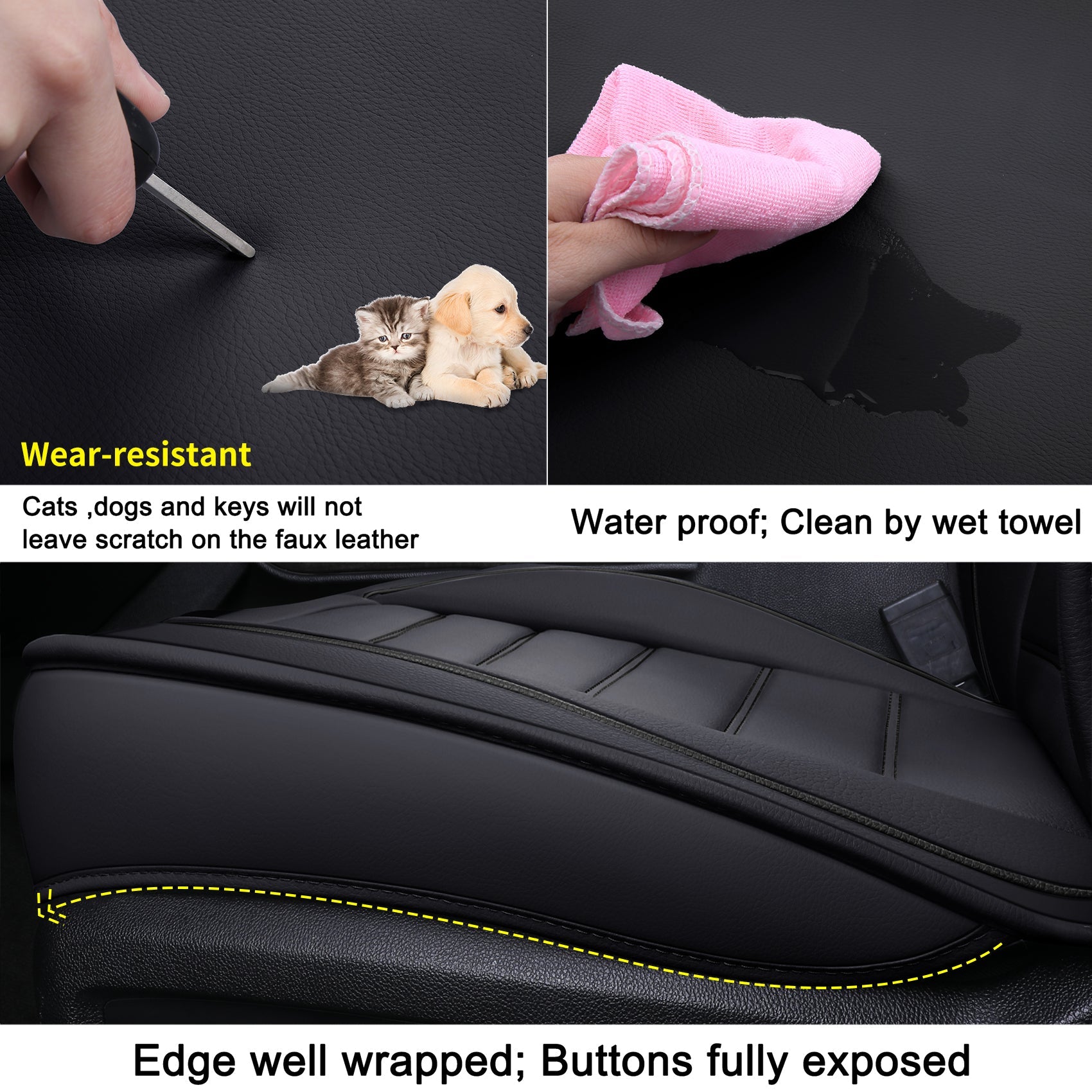 LUCKYMAN CLUB Silverado-Sitzbezüge passend für 2007–2024 Chevy Silverado Sierra 1500/2500 HD / 3500 HD Crew, Double, Extended Cab mit wasserdichtem Kunstleder