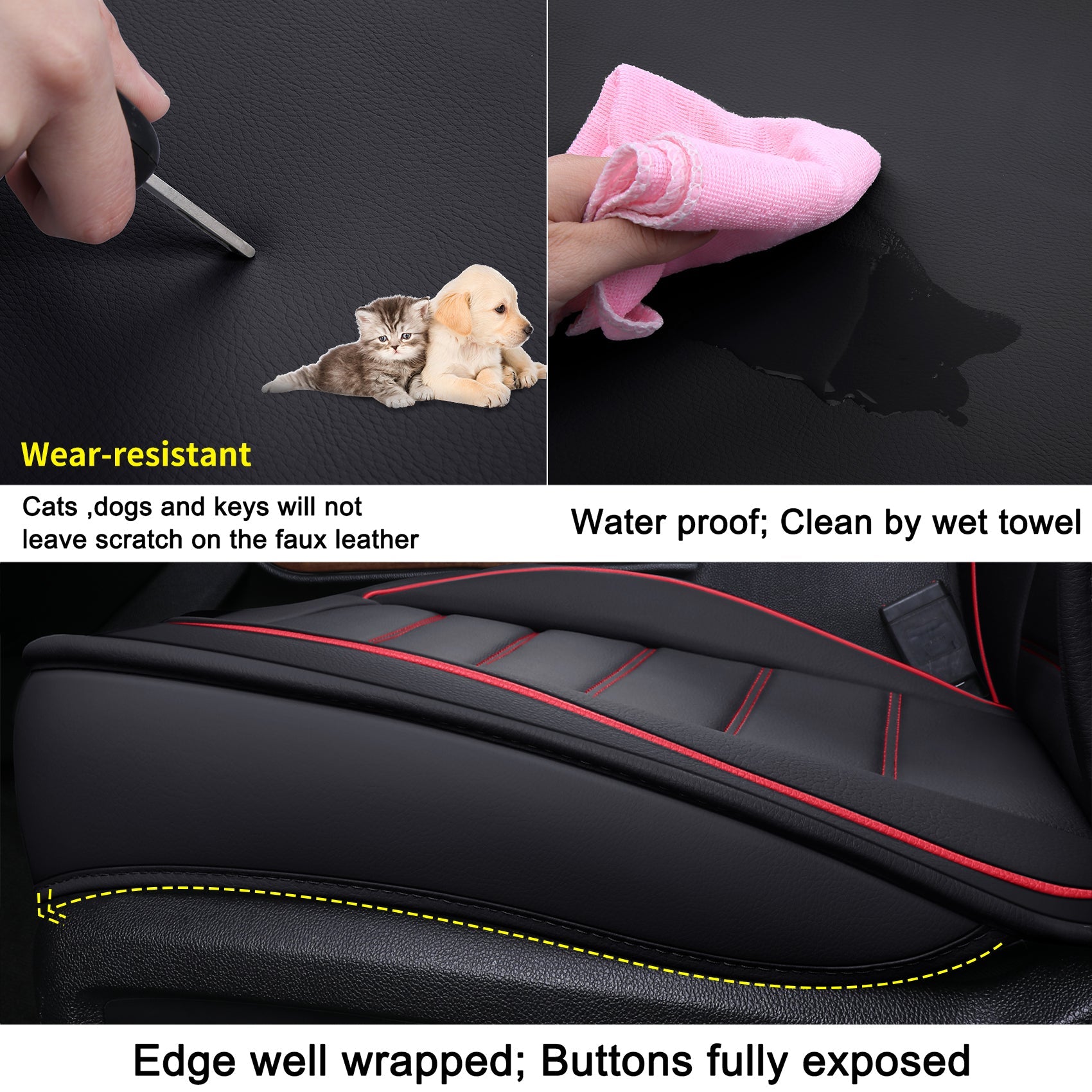 LUCKYMAN CLUB Silverado-Sitzbezüge passend für 2007–2024 Chevy Silverado Sierra 1500/2500 HD / 3500 HD Crew, Double, Extended Cab mit wasserdichtem Kunstleder