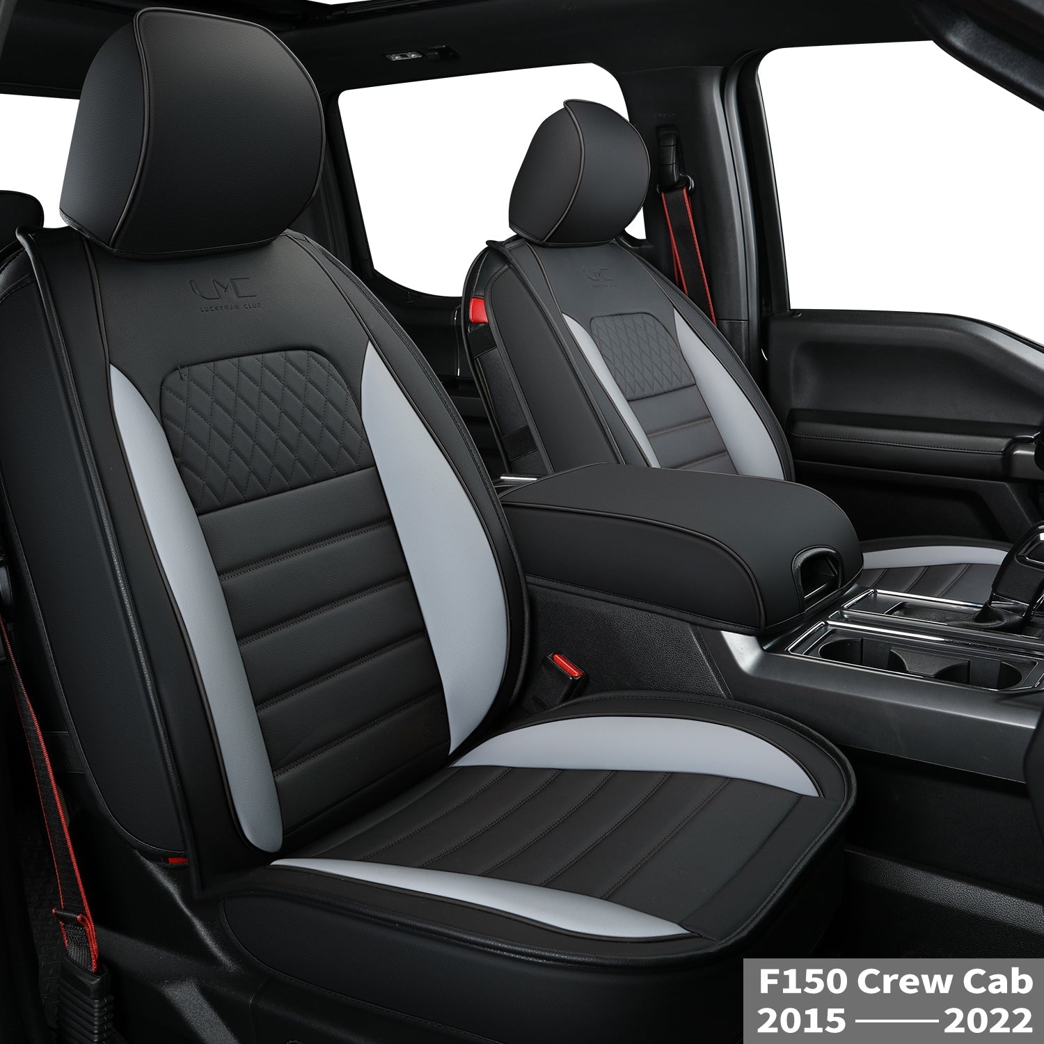 LUCKYMAN KLUBO Por F150 Faux-Ledaj Sidlokoj, Por F150 2009-2024 Super Crew Super Cab Regular Cab 2017-2023 Por F250 F350 F450 Super Duty Crew Cab