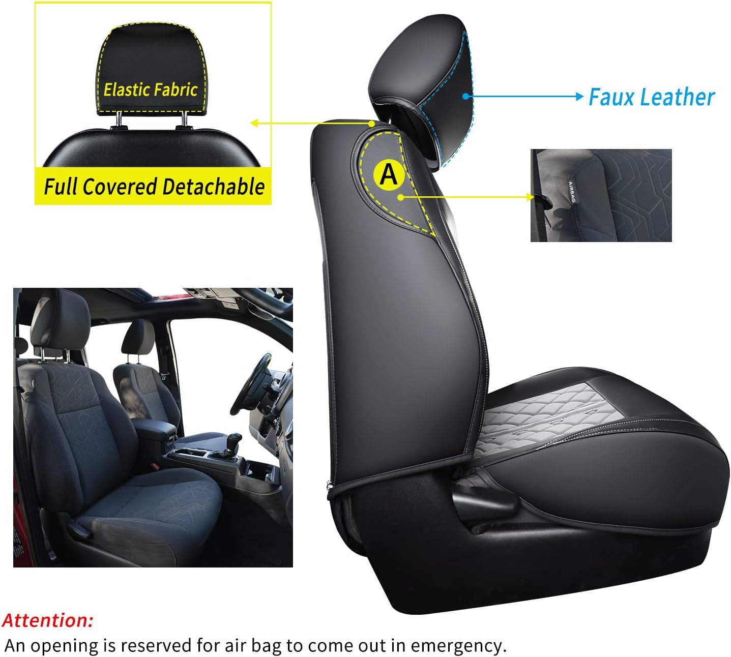 LUCKYMAN CLUB Tacoma Seat Covers Fit for 2016-2025 Tacoma Crew Cab/Double Cab with Water Proof Faux Leather