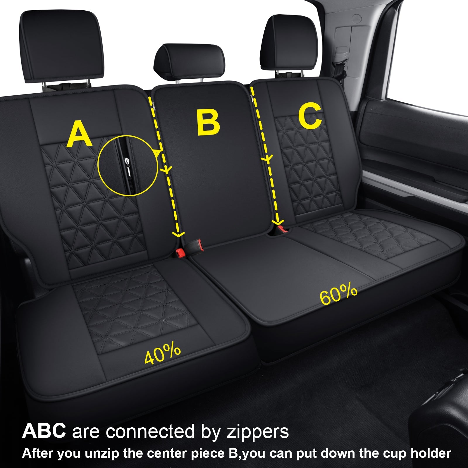 LUCKYMAN CLUB Tundra Seat Covers, Fit 2014-2025 Tundra Full Set Crew/CrewMax Cab, with Waterproof Faux Leather