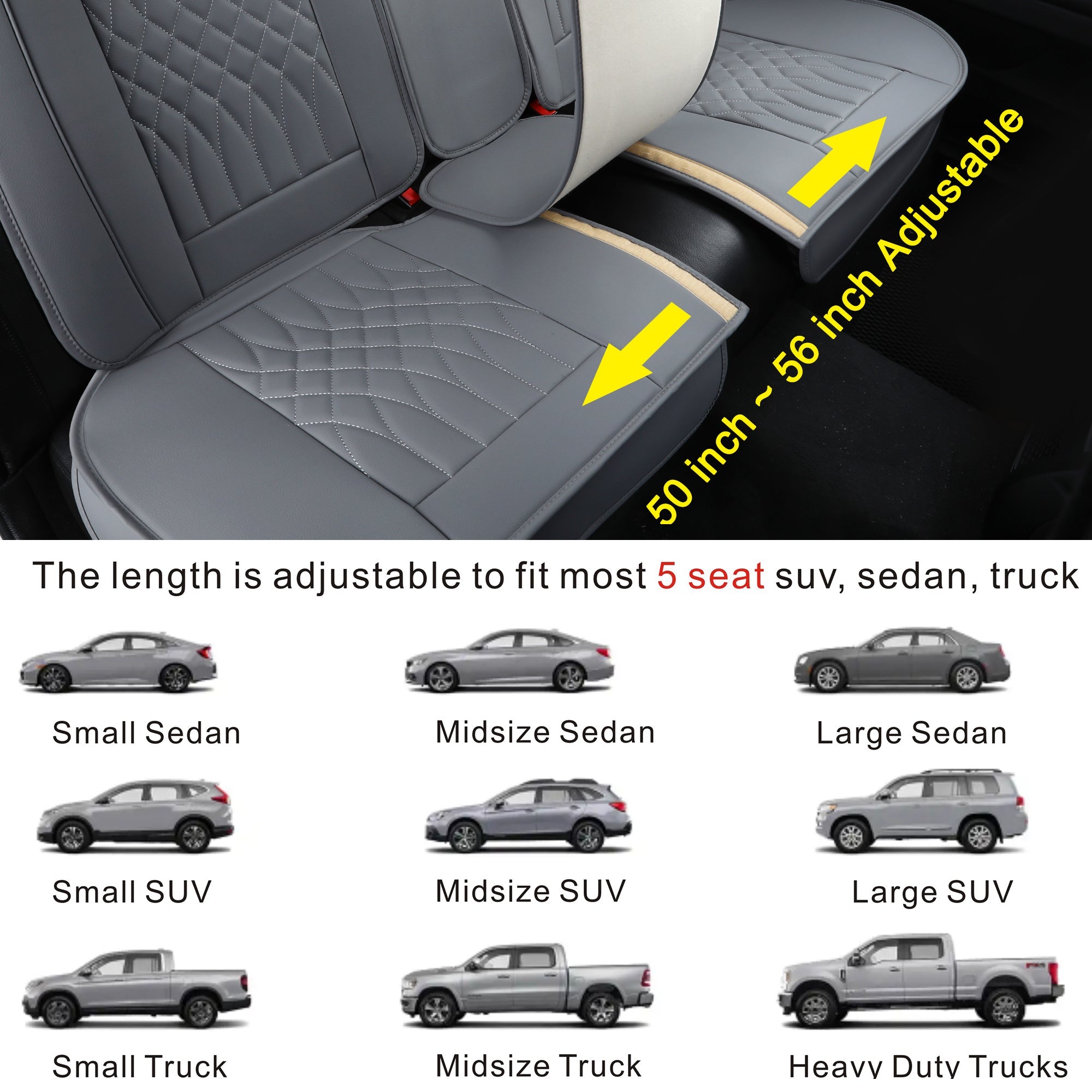 LUCKYMAN CLUB 5 Car Seat Covers Full Set with Waterproof Leather Universal Fit for Elantra Sonata Sportage RAV4 CRV Altima Accord Chevy Equinox