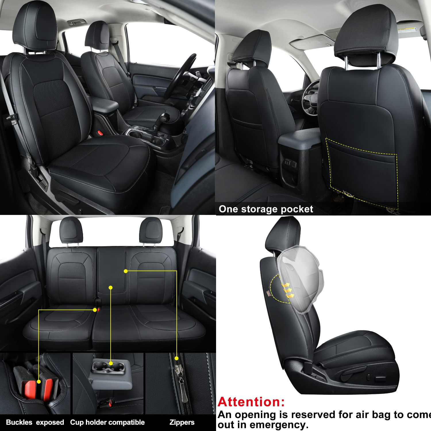 LUCKYMAN CLUB Chevy Colorado Seat Covers, fit for Colorado Canyon Crew Cab Z71 LT ZR2 Work Truck 2015-2025 with Faux Leather