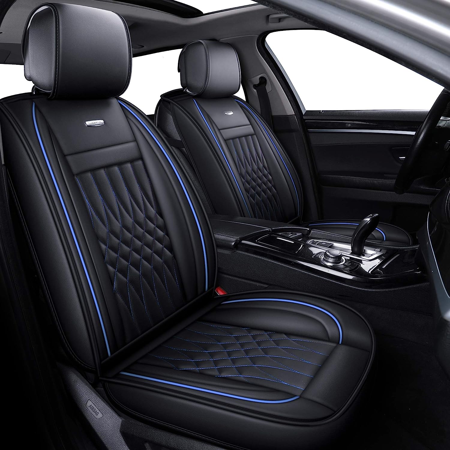 LUCKYMAN CLUB 5 Car Seat Covers Full Set with Waterproof Leather Universal Fit for Elantra Sonata Sportage RAV4 CRV Altima Accord Chevy Equinox