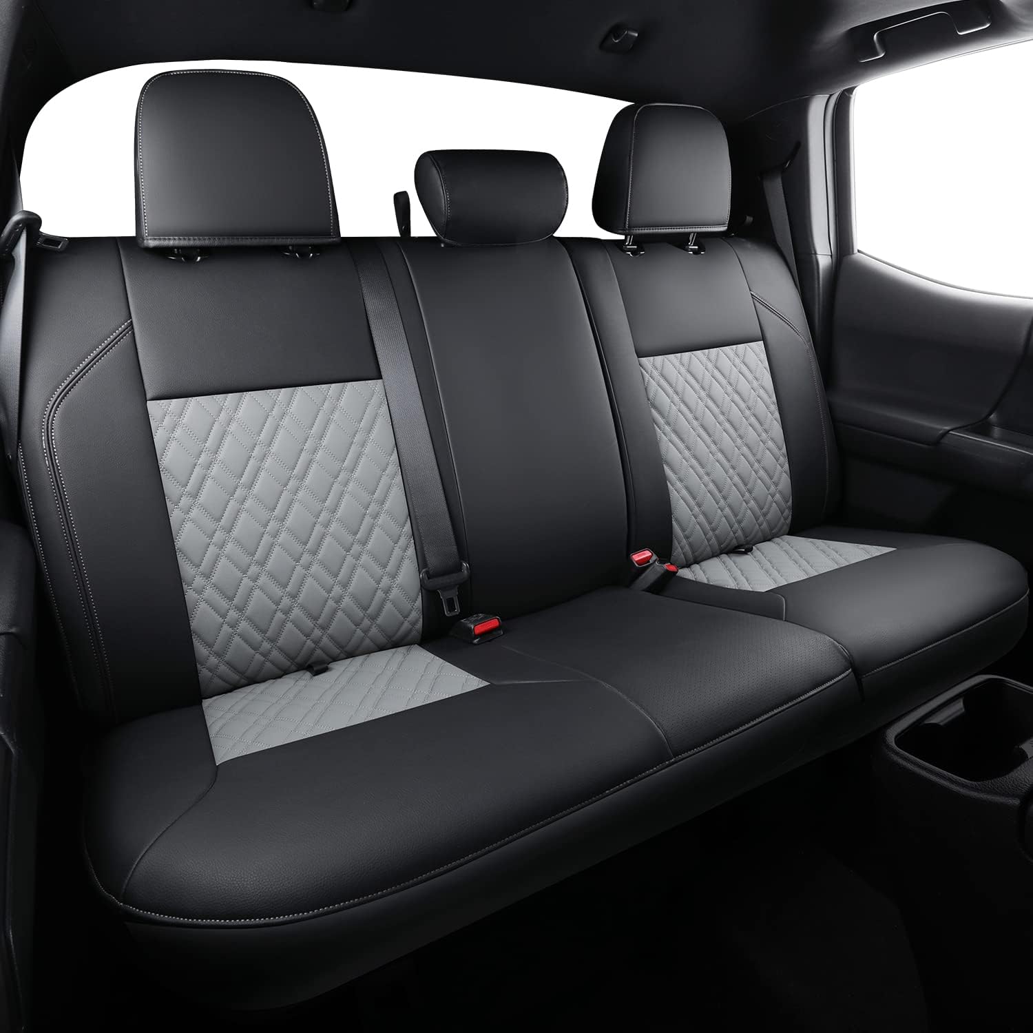 LUCKYMAN CLUB Tacoma Seat Covers, Fit for 2016-2025 Tacoma Crew Double Cab SR SR5 TRD Sport TRD Off-Road TRD PRO and SR SR5 TRD Sport TRD Off-Road TRD PRO Limited with Water Proof Faux Leather