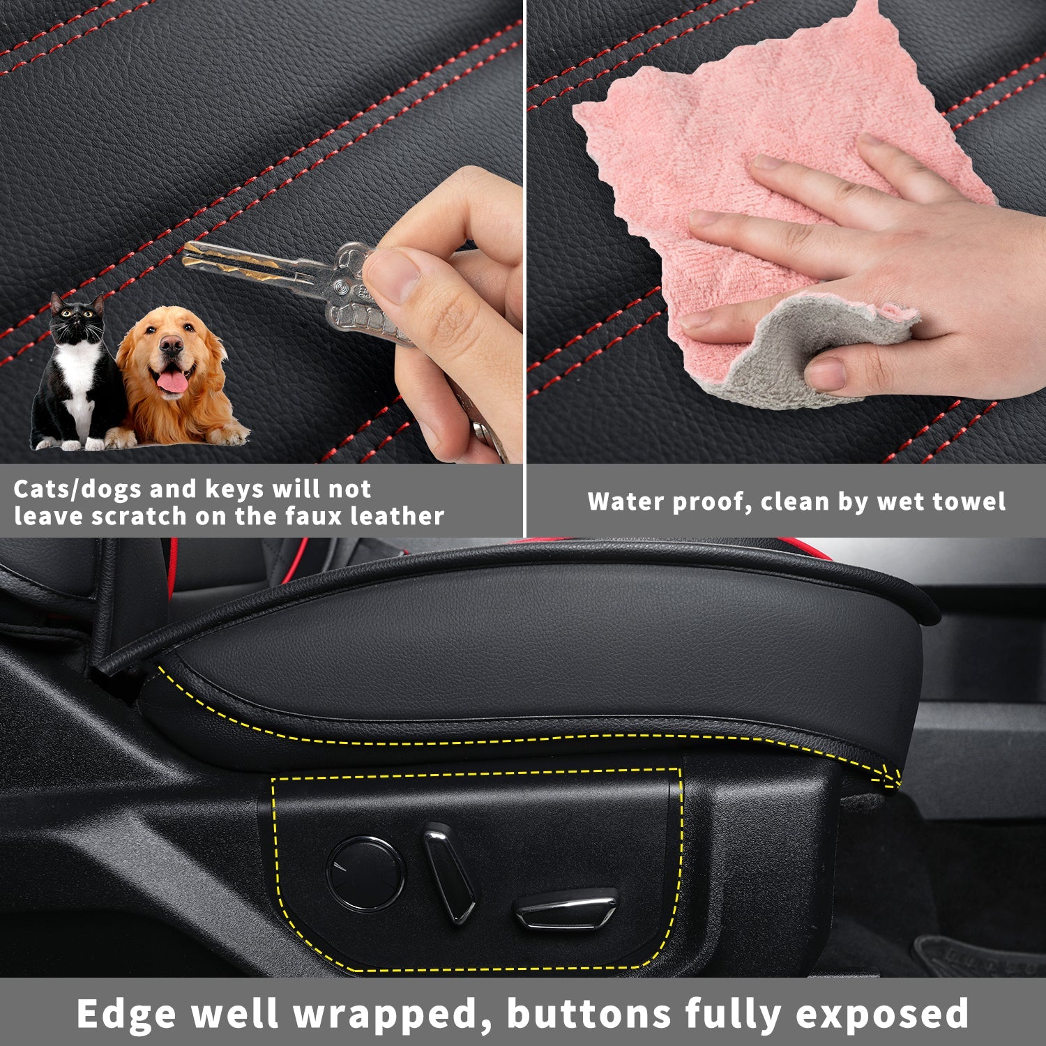 LUCKYMAN CLUB F150 Sidlokokovriloj Plena Aro kun Akvorezista Ledo, Aŭta Veturila Kusenkovrilo por Aŭtoj SUV Pick-up Kamiono Konvena por 2009 ĝis 2024 Ford F150 Carhartt kaj 2017 ĝis 2023 F250 F350 F450