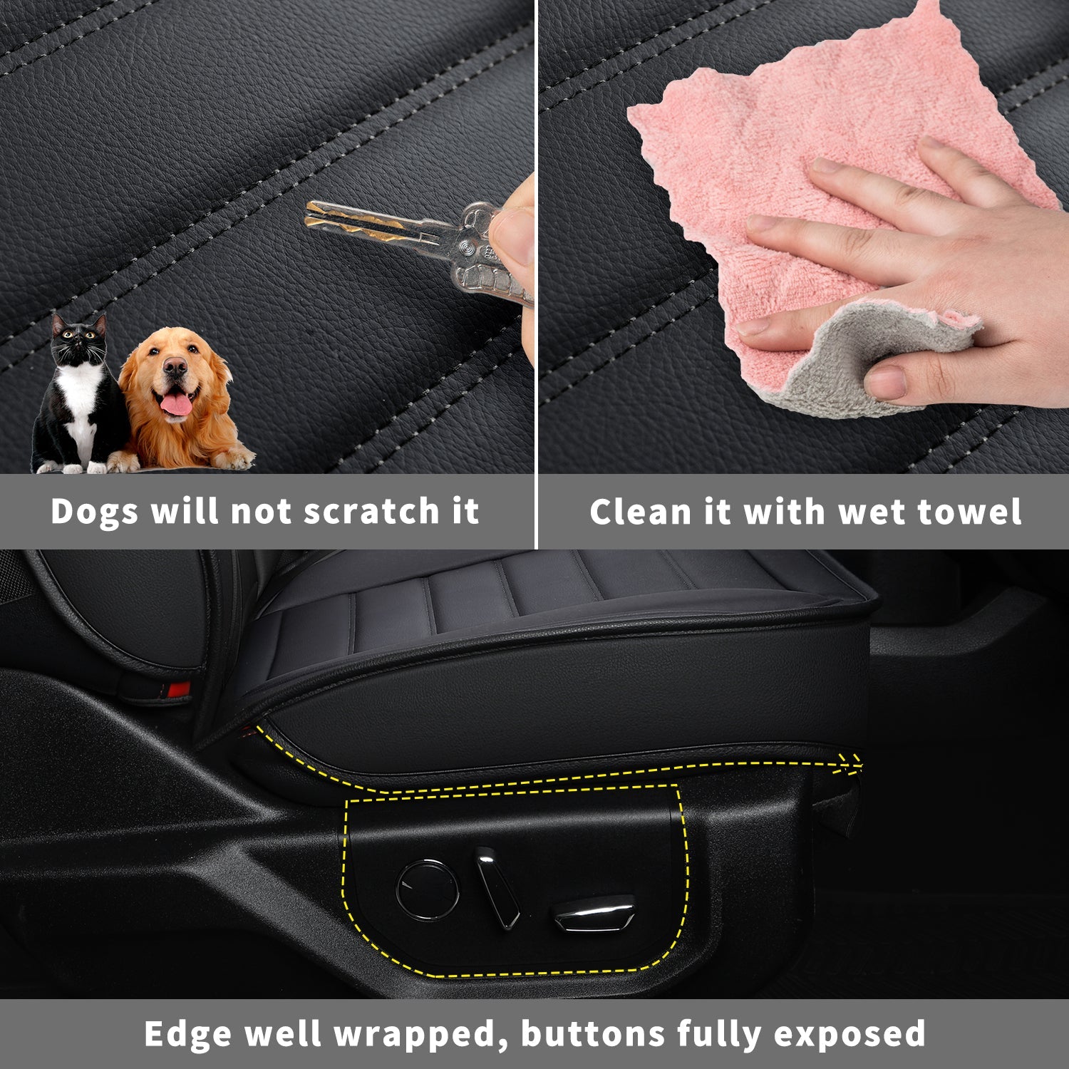 LUCKYMAN KLUBO Por F150 Faux-Ledaj Sidlokoj, Por F150 2009-2024 Super Crew Super Cab Regular Cab 2017-2023 Por F250 F350 F450 Super Duty Crew Cab