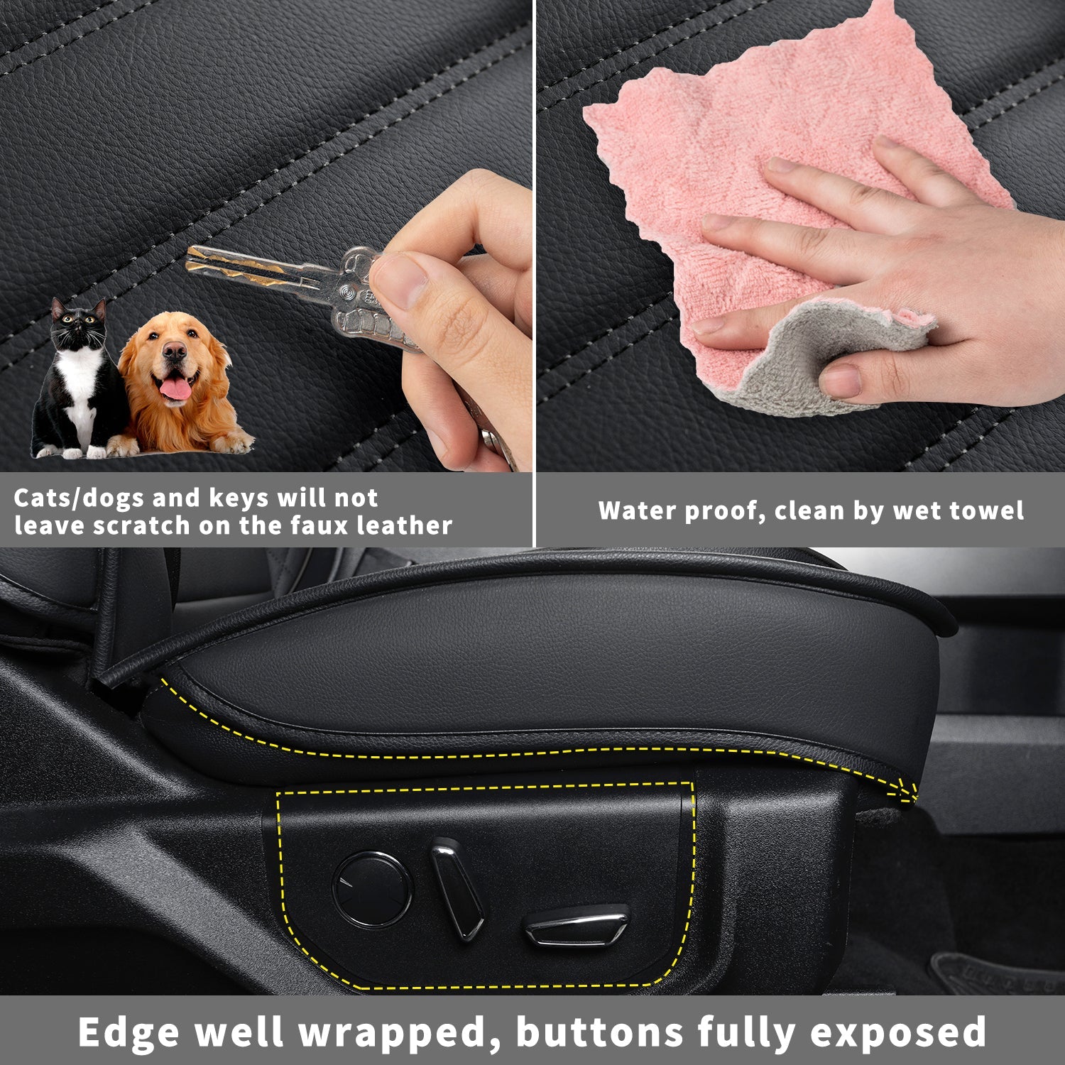 LUCKYMAN CLUB F150 Sidlokokovriloj Plena Aro kun Akvorezista Ledo, Aŭta Veturila Kusenkovrilo por Aŭtoj SUV Pick-up Kamiono Konvena por 2009 ĝis 2024 Ford F150 Carhartt kaj 2017 ĝis 2023 F250 F350 F450