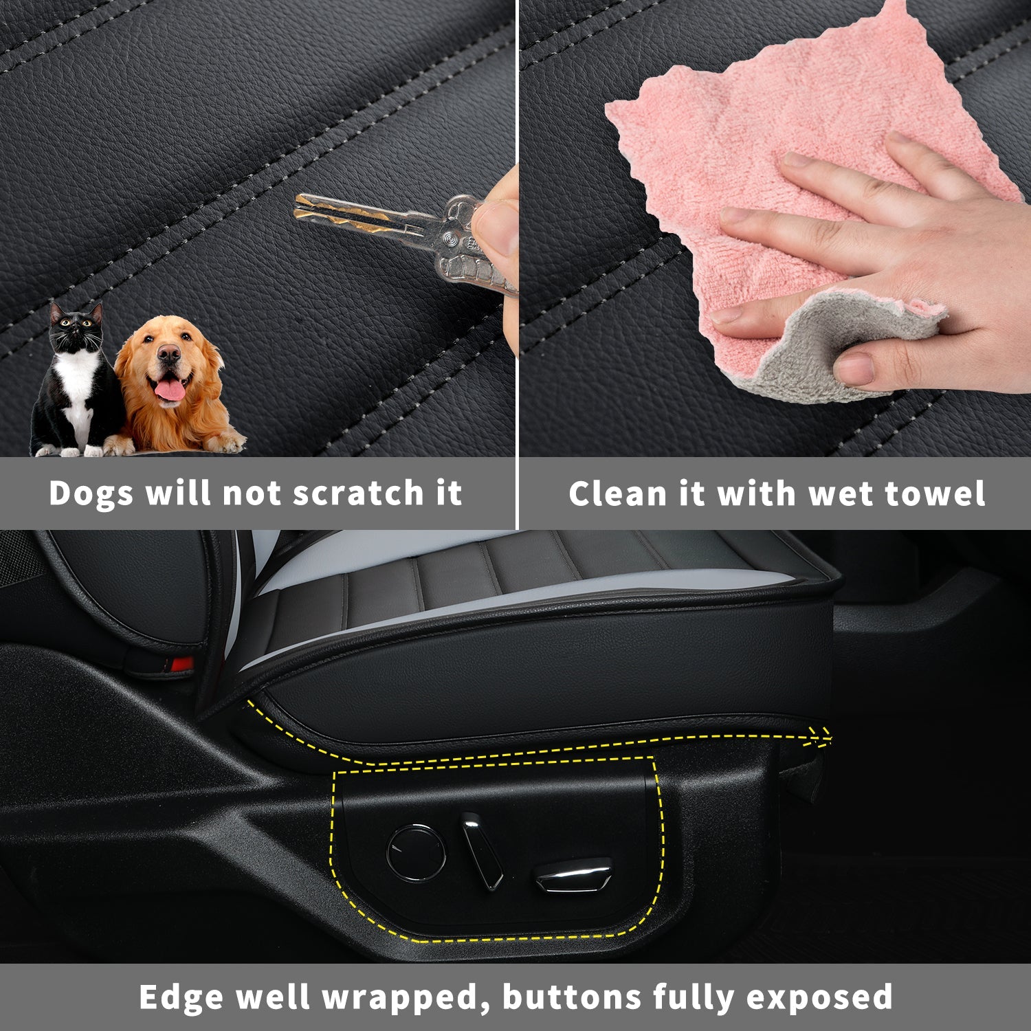 LUCKYMAN KLUBO Por F150 Faux-Ledaj Sidlokoj, Por F150 2009-2024 Super Crew Super Cab Regular Cab 2017-2023 Por F250 F350 F450 Super Duty Crew Cab