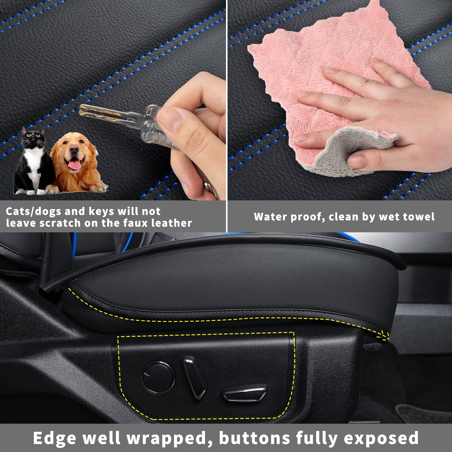 LUCKYMAN CLUB F150 Sidlokokovriloj Plena Aro kun Akvorezista Ledo, Aŭta Veturila Kusenkovrilo por Aŭtoj SUV Pick-up Kamiono Konvena por 2009 ĝis 2024 Ford F150 Carhartt kaj 2017 ĝis 2023 F250 F350 F450