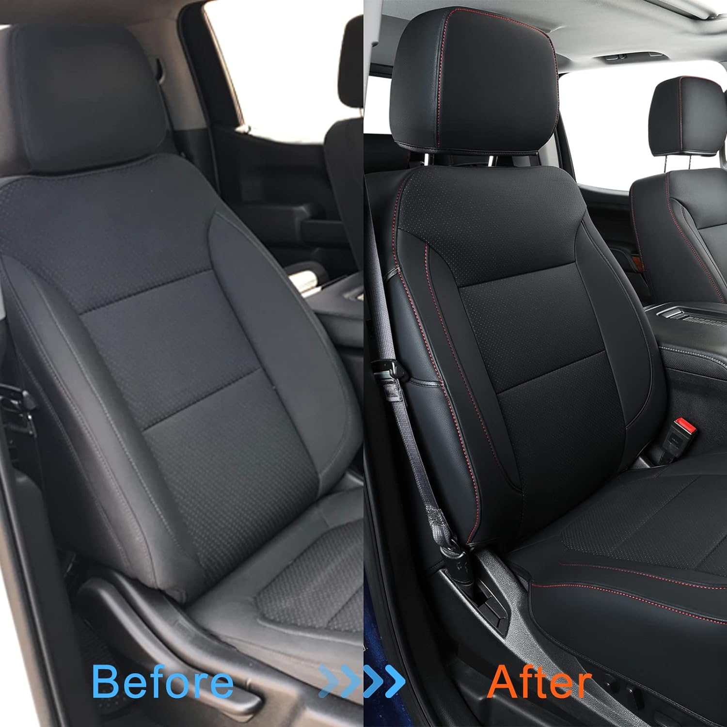 LUCKYMAN CLUB Custom Silverado Seat Covers 2007-2025 Chevrolet Silverado Sierra 1500/2500HD/3500HD crew, all-covered seat covers,dual, extended cab, waterproof leather, , all seasons