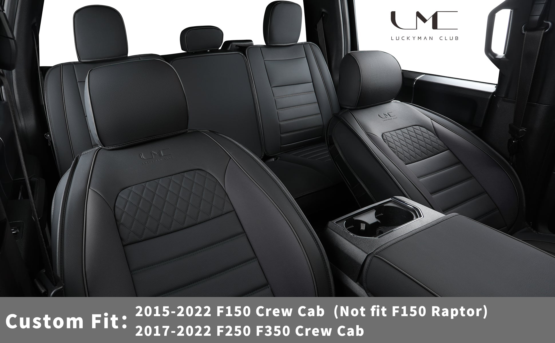 LUCKYMAN KLUBO Por F150 Faux-Ledaj Sidlokoj, Por F150 2009-2024 Super Crew Super Cab Regular Cab 2017-2023 Por F250 F350 F450 Super Duty Crew Cab