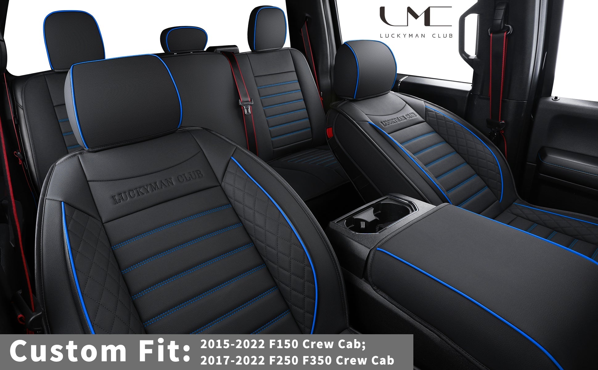 LUCKYMAN CLUB F150 Sidlokokovriloj Plena Aro kun Akvorezista Ledo, Aŭta Veturila Kusenkovrilo por Aŭtoj SUV Pick-up Kamiono Konvena por 2009 ĝis 2024 Ford F150 Carhartt kaj 2017 ĝis 2023 F250 F350 F450