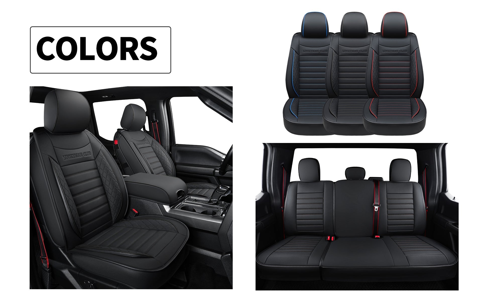 LUCKYMAN CLUB F150 Sidlokokovriloj Plena Aro kun Akvorezista Ledo, Aŭta Veturila Kusenkovrilo por Aŭtoj SUV Pick-up Kamiono Konvena por 2009 ĝis 2024 Ford F150 Carhartt kaj 2017 ĝis 2023 F250 F350 F450