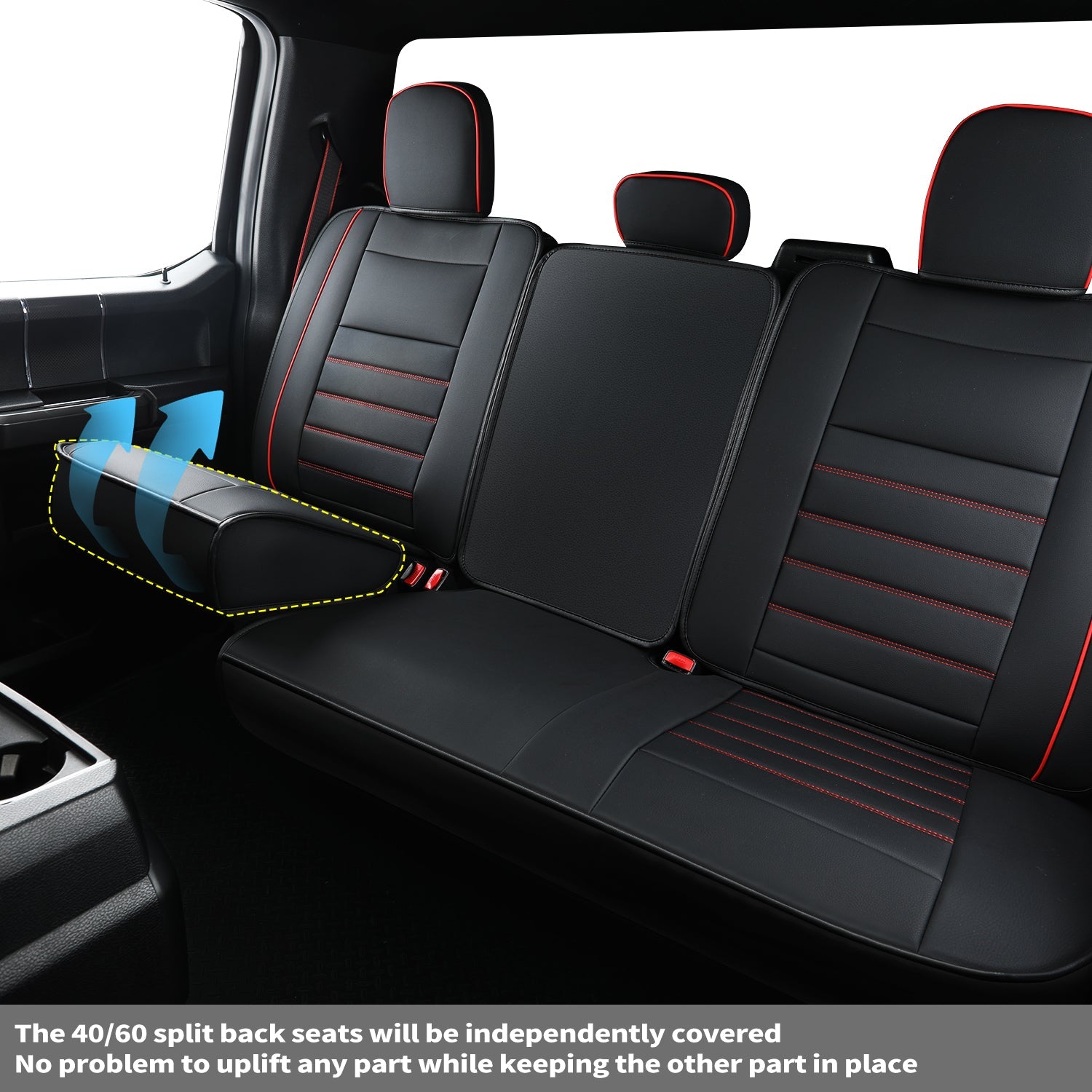 LUCKYMAN KLUBO Por F150 Faux-Ledaj Sidlokoj, Por F150 2009-2024 Super Crew Super Cab Regular Cab 2017-2023 Por F250 F350 F450 Super Duty Crew Cab