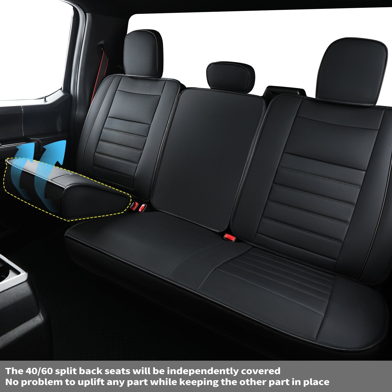 LUCKYMAN KLUBO Por F150 Faux-Ledaj Sidlokoj, Por F150 2009-2024 Super Crew Super Cab Regular Cab 2017-2023 Por F250 F350 F450 Super Duty Crew Cab