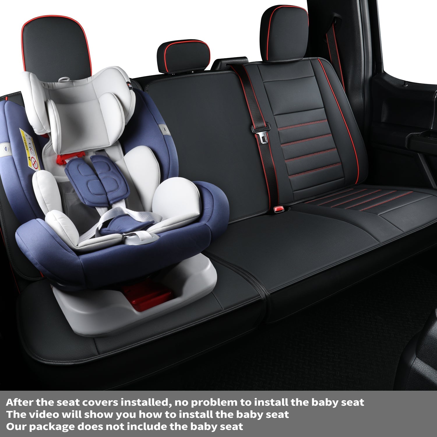 LUCKYMAN KLUBO Por F150 Faux-Ledaj Sidlokoj, Por F150 2009-2024 Super Crew Super Cab Regular Cab 2017-2023 Por F250 F350 F450 Super Duty Crew Cab