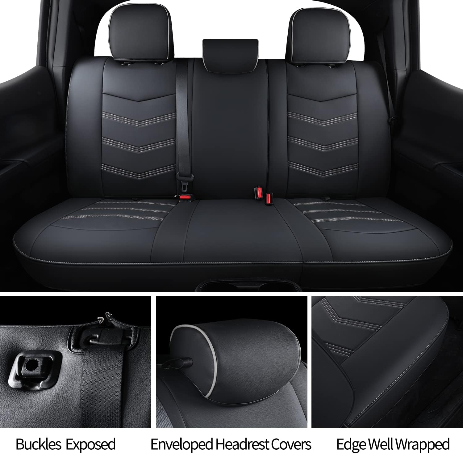 LUCKYMAN CLUB 2005-2025 Tacoma Seat Covers Full Set Waterproof leather for Tacoma Double/Crew Cab SR SR5 TRD Sport TRD Off-Road PreRunner Trims, with Waterproof Faux Leather All-enveloping, four seasons general, wear-resistant and scratch-resistant