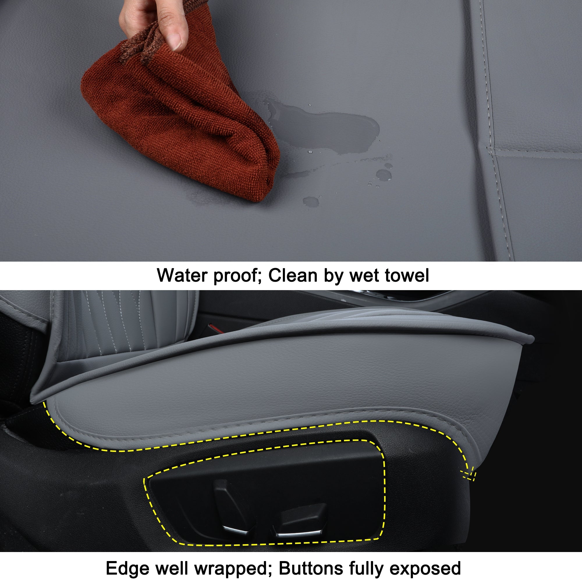 LUCKYMAN CLUB 5 Car Seat Covers Full Set with Waterproof Leather Universal Fit for Elantra Sonata Sportage RAV4 CRV Altima Accord Chevy Equinox