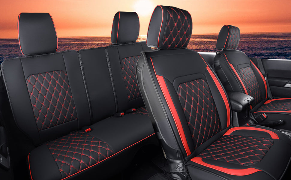 LUCKYMAN KLUBO Jeep Wrangler JK JL Antaŭaj Seĝaj Kovriloj Propra Fit 2/4 Pordo 2007-2024 Senlima Rubikono 392 Sahara Willys Sport Alta Altitudo Kamiono Kamiono Akvorezista Ledo