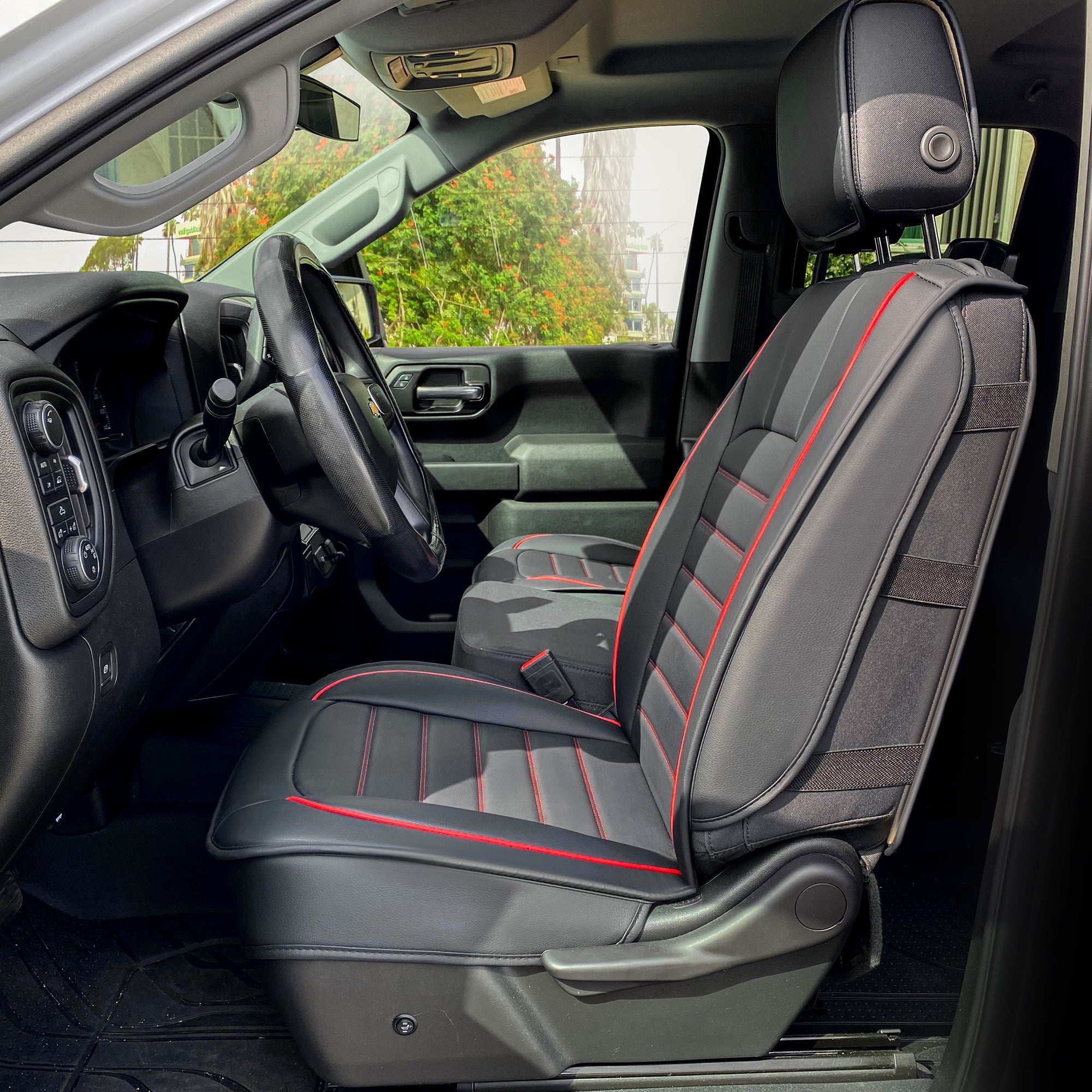 LUCKYMAN CLUB Silverado-Sitzbezüge passend für 2007–2024 Chevy Silverado Sierra 1500/2500 HD / 3500 HD Crew, Double, Extended Cab mit wasserdichtem Kunstleder