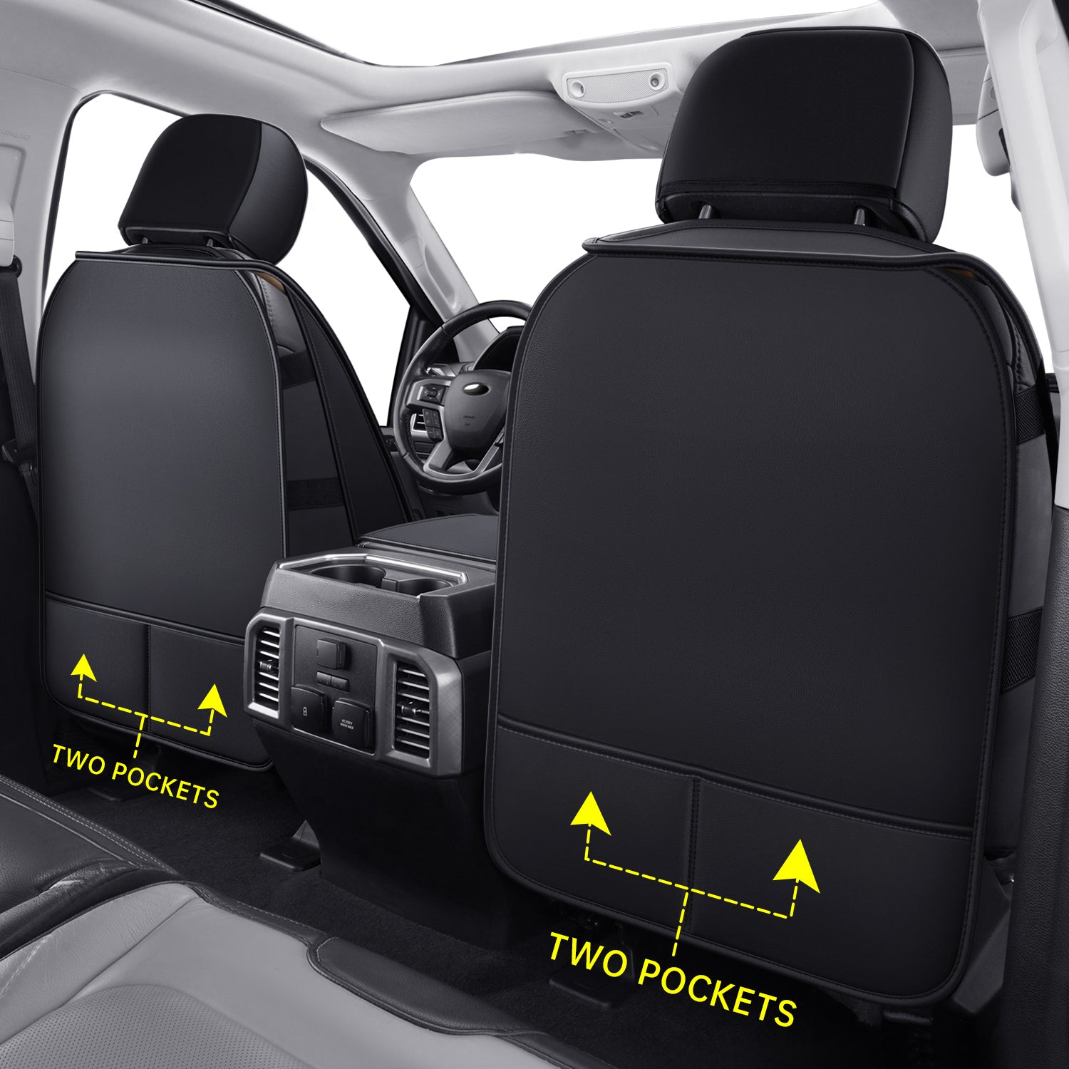 LUCKYMANCLUB Fit for 2015-2025 F150 Seat Cover for F250 for F350 F450  SXL XLT Crew Cab 2015-2025 for F150 XL XLT STX Super Crew Cab - Fully Covered, NOT for 40/20/40 Bench Front Seat