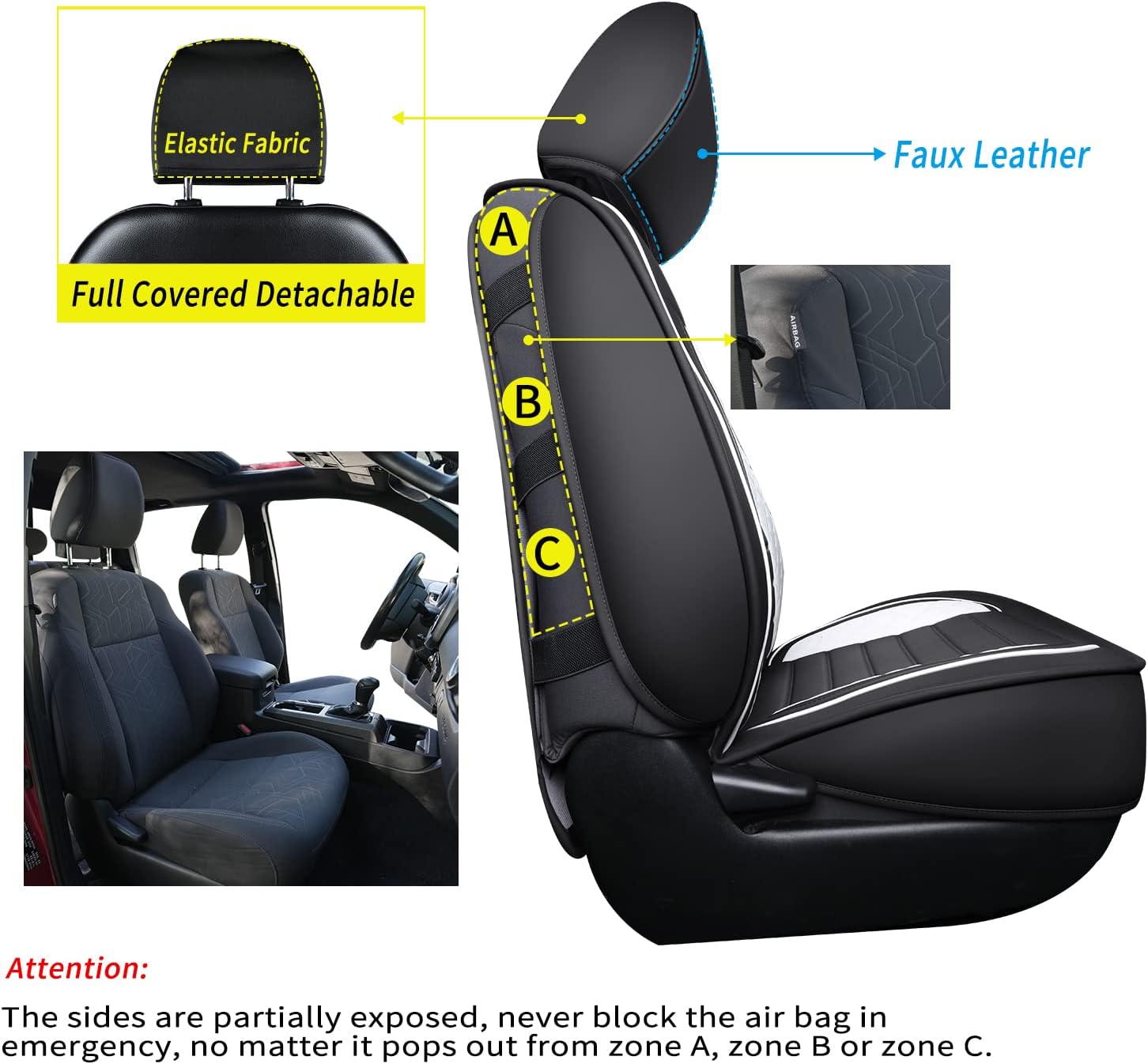 LUCKYMAN CLUB Tacoma Seat Covers, Fit for 2005-2025 Tacoma Crew Cab/Double Cab SR SR5 TRD Sport TRD Off-Road PreRunner with Water Proof Faux Leather