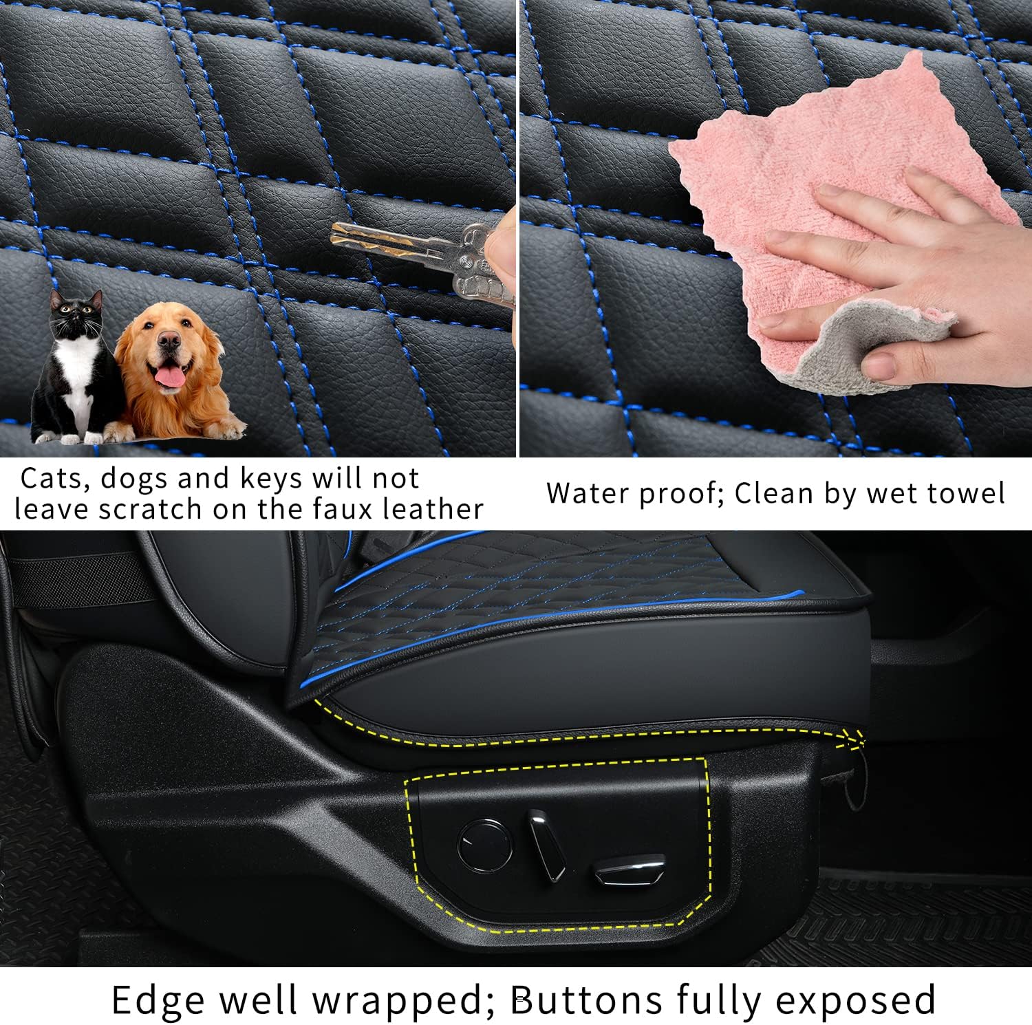 LUCKYMAN CLUB Ford F150 seat covers Fit 2009-2025 F150 SuperCrew and 2017-2025 F250 F350 F450 Crew Cab With armrest box cushion, all seasons, waterproof leather cushions