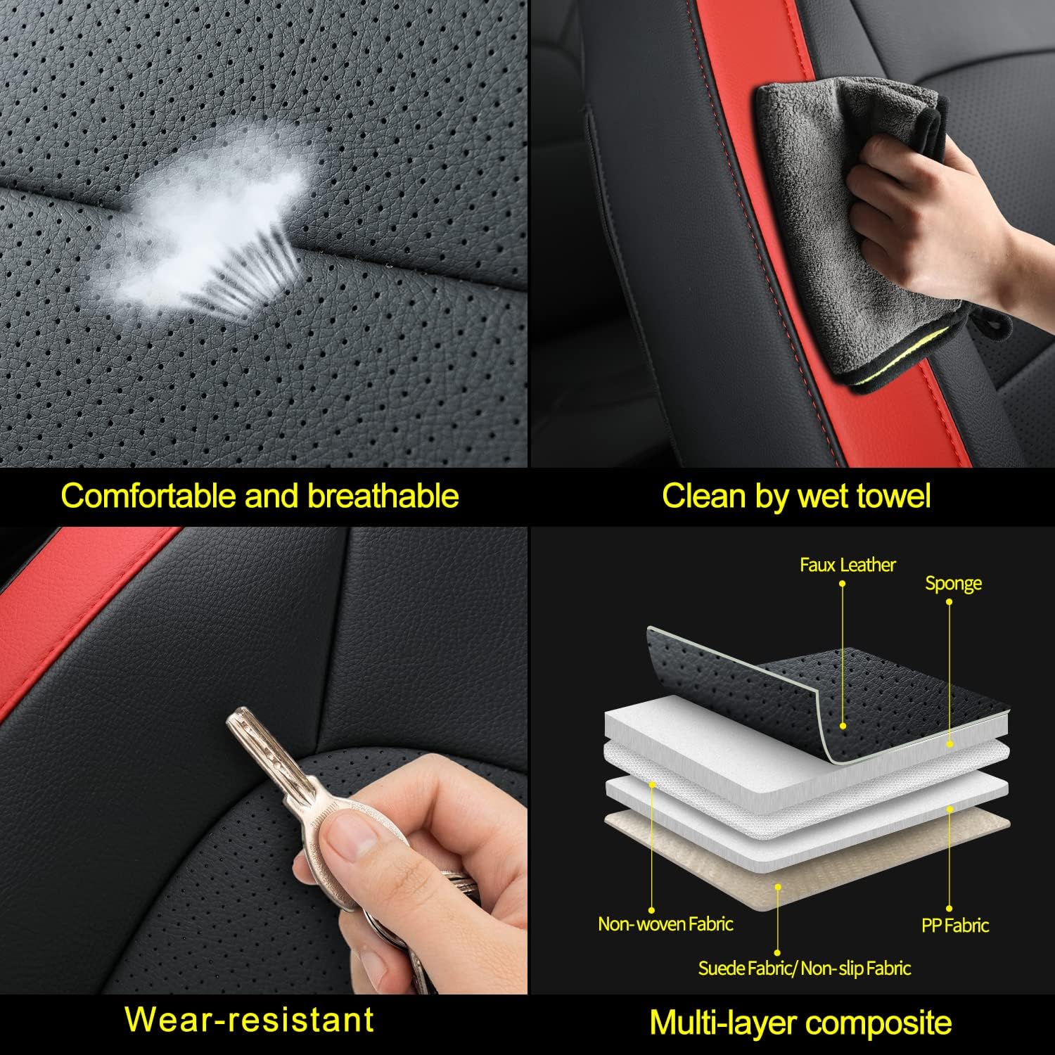 LUCKYMAN CLUB Chevy Colorado Seat Covers Full Set,fit for 2015-2025 Colorado Canyon Crew Cab Z71 LT ZR2 Work Truck with Water Proof Faux Leather