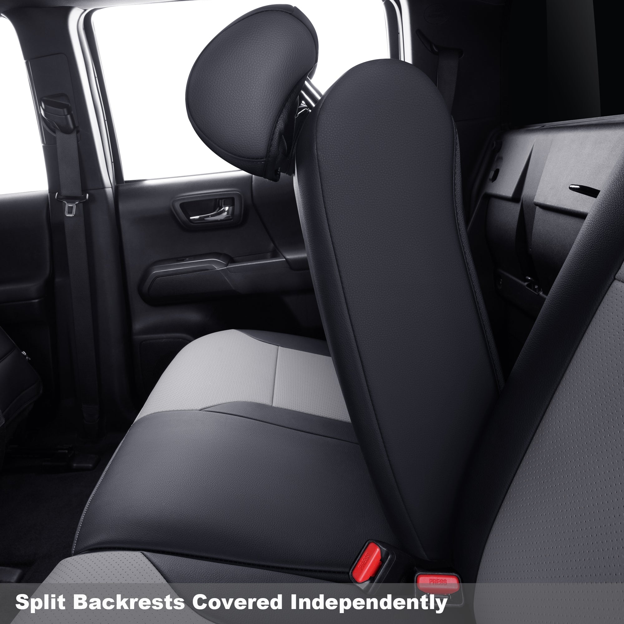 LUCKYMAN CLUB Tacoma Custom Fit Seat Covers For 2016-2025 Tacoma Crew Cab / Extended Cab SR SR5 TRD Sport TRD Off-Road TRD PRO Limited with Faux Leather