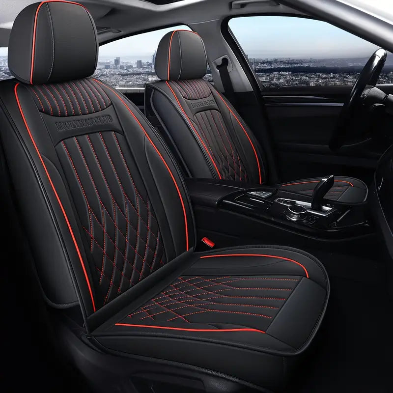 LUCKYMAN CLUB Full set of faux leather 5-seat sedans car seat covers for most cars, SUVs, sedans and pickup trucks, car faux leather cushion covers as Elentra Sonata Tucson Chevy Equinox Vw CRV Mazda6