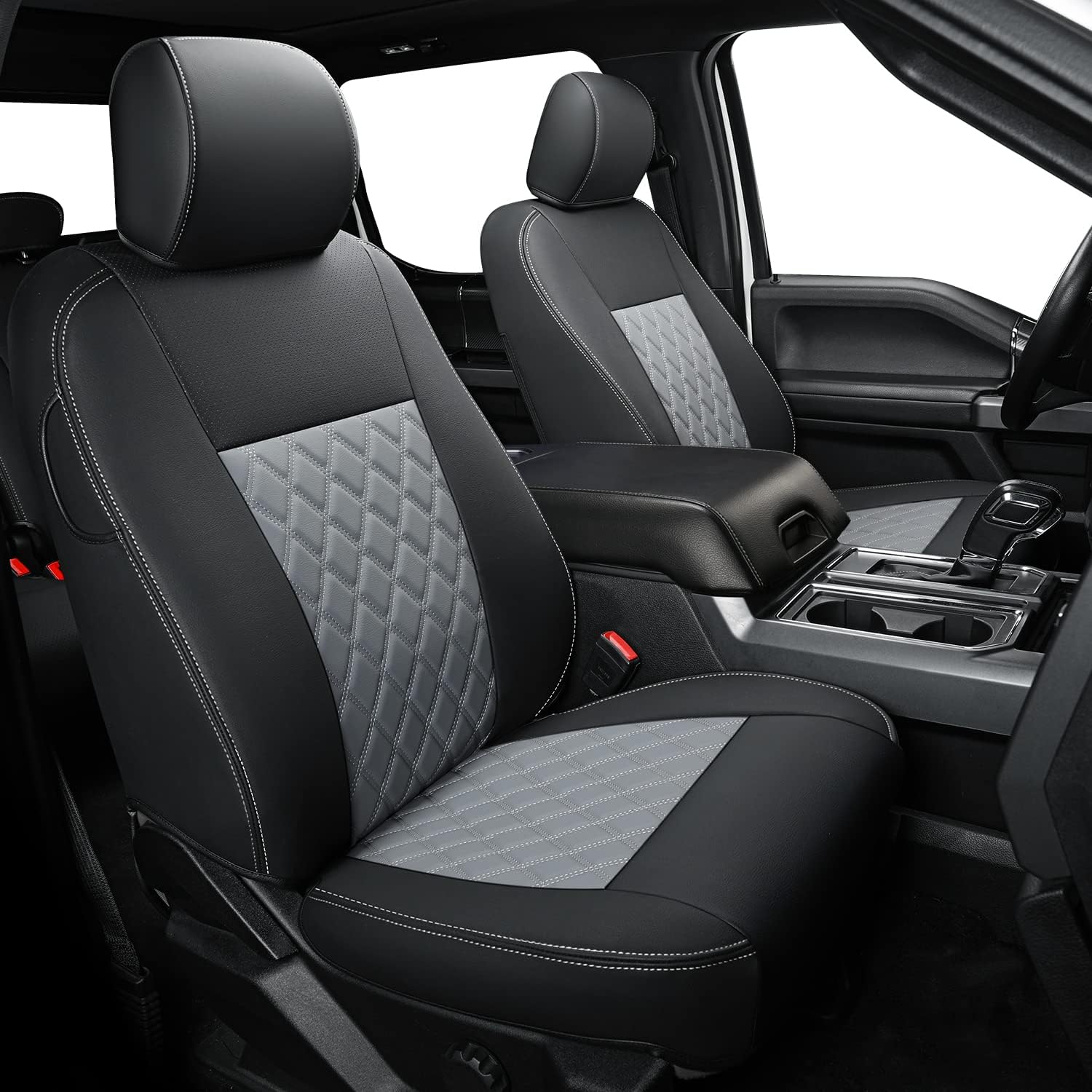 LUCKYMAN CLUB F150 SuperCrew 2009-2025 Custom Pickup Car Truck Seat Covers XLT, Waterproof Faux Leather, Full Coverage, Also Fit 2010-2025 F250/F350/F450