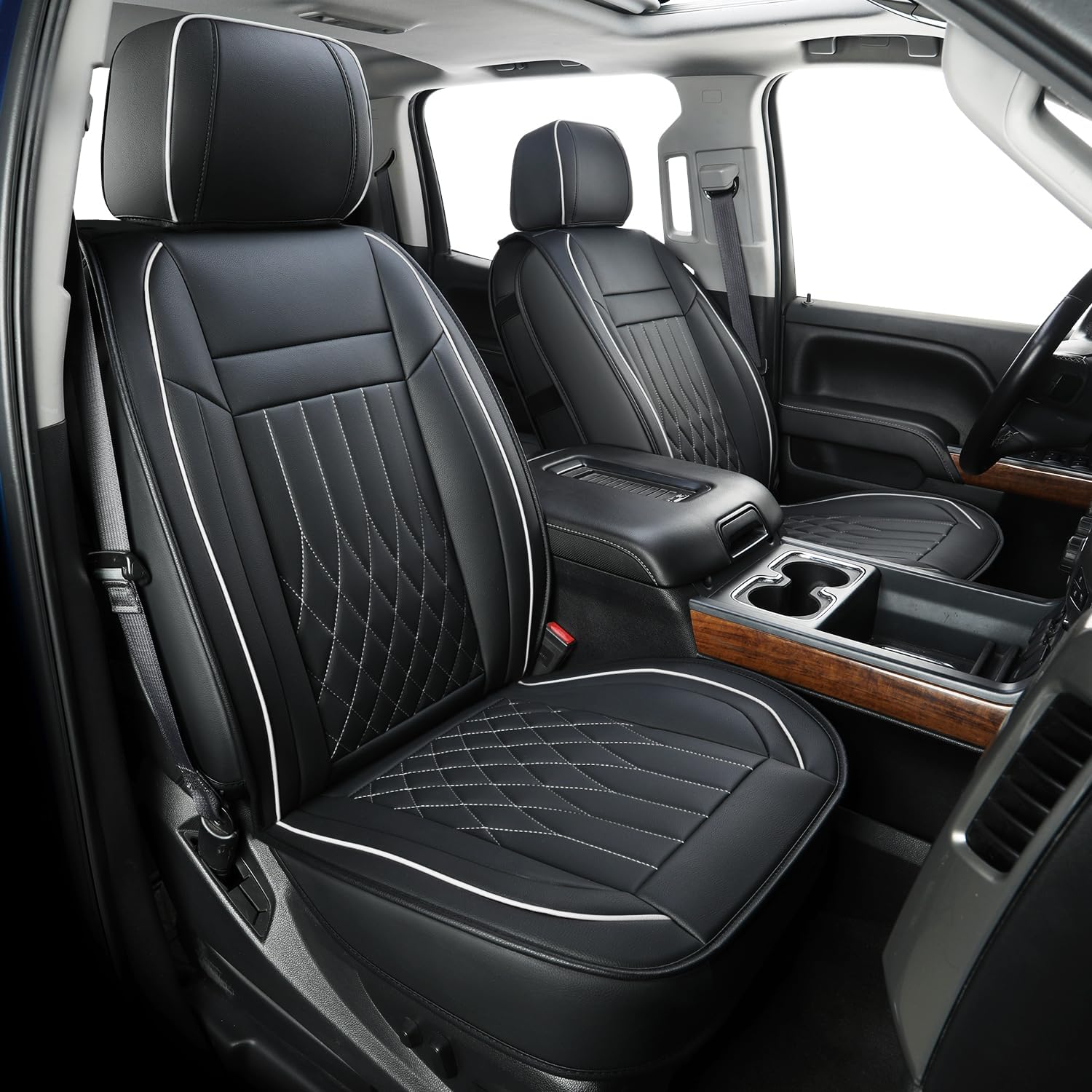 LUCKYMAN CLUB Silverado Faux Leather Seat Covers, Fit for 2014-2025 Chevy Silverado GMC Sierra 1500 and 2020-2024 2500HD 3500HD Crew Cab