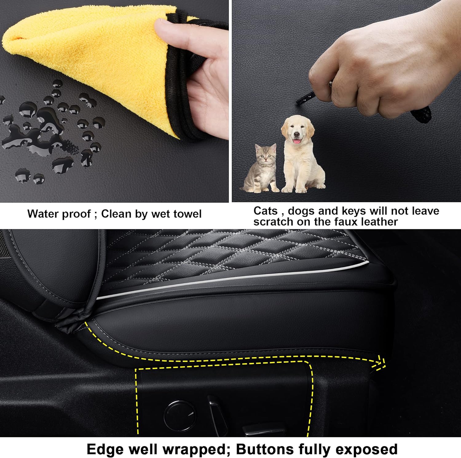 LUCKYMAN CLUB F150 Fauxledaj Sidlokoj Konvenaj por 2015-2024 F150 SuperCrew kaj 2017-2024 F250 F350 F450 Super Duty Crew Cab Pickup Trucks