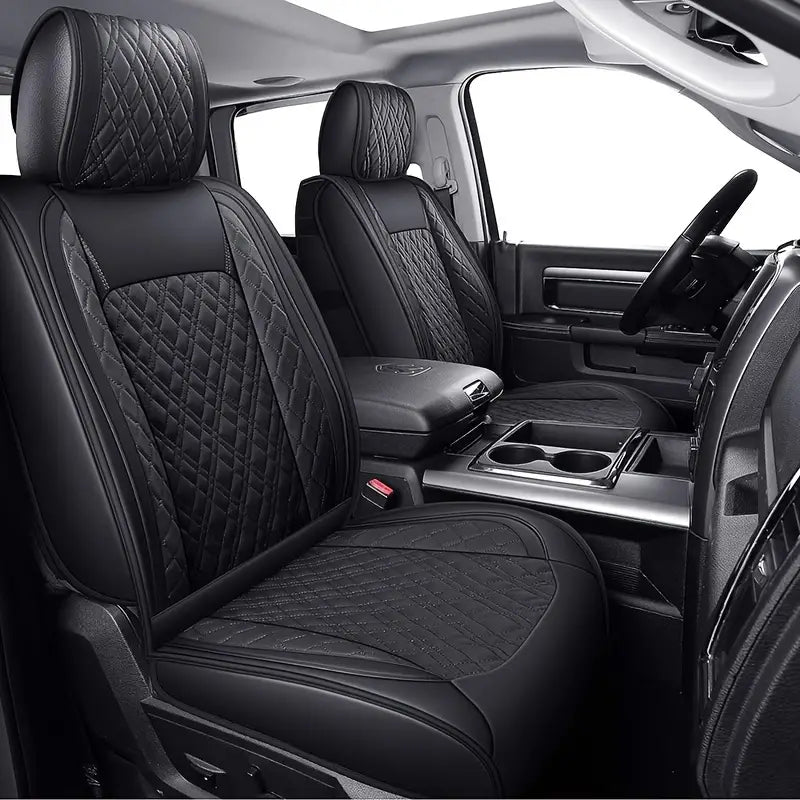LUCKYMAN CLUB Dodge Ram Trucks Seat Covers Compatible with 2009-2025 1500 2010-2025 2500 3500 Crew Double Mega Quad Cab Tradesman Classic Laramie Bighorn Longhorn Full Set Black Red