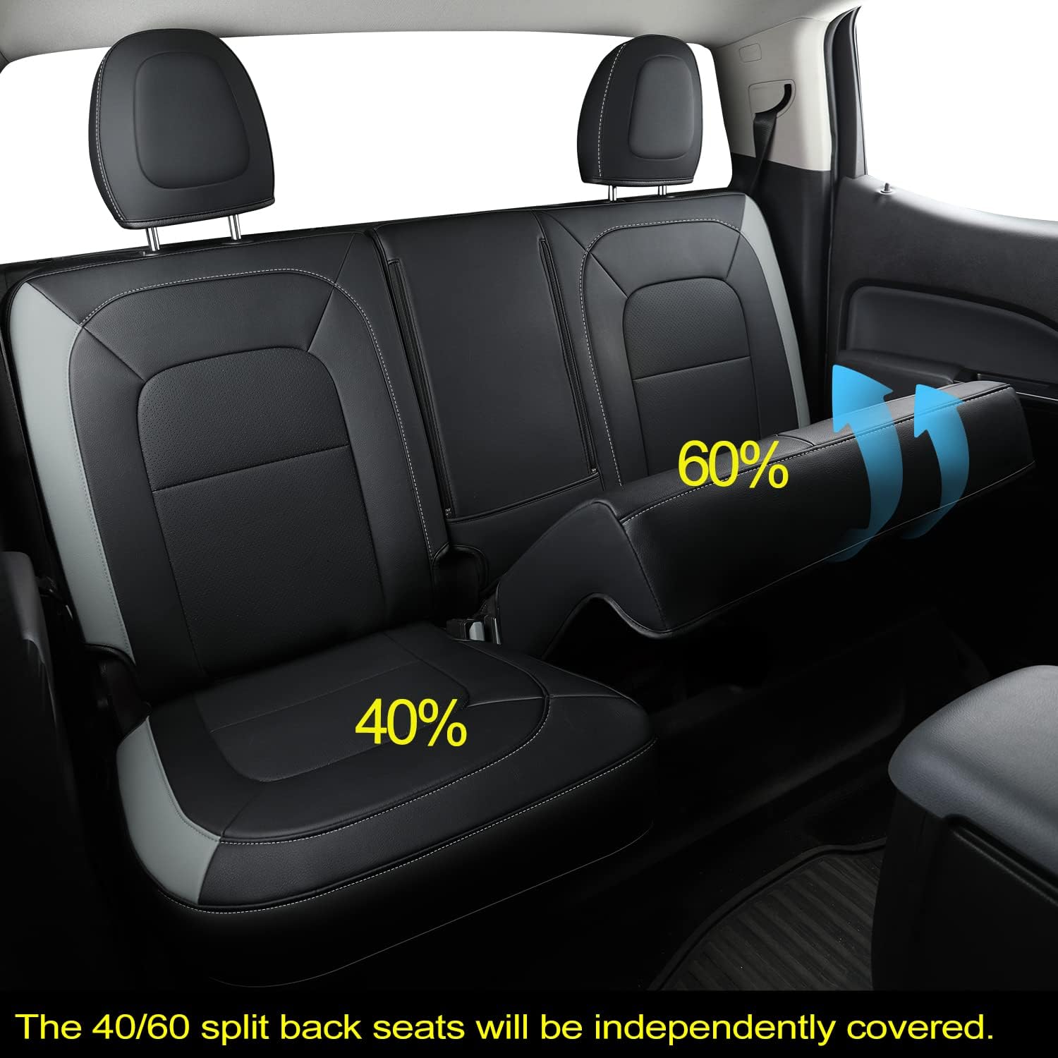 LUCKYMAN CLUB Chevy Colorado Seat Covers Full Set,fit for 2015-2025 Colorado Canyon Crew Cab Z71 LT ZR2 Work Truck with Water Proof Faux Leather