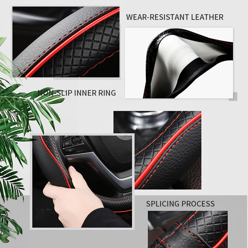 LUCKYMAN CLUB Customized Auto Car Steering Wheel Cover for Ford F-150, F-250, F-350, Expedition