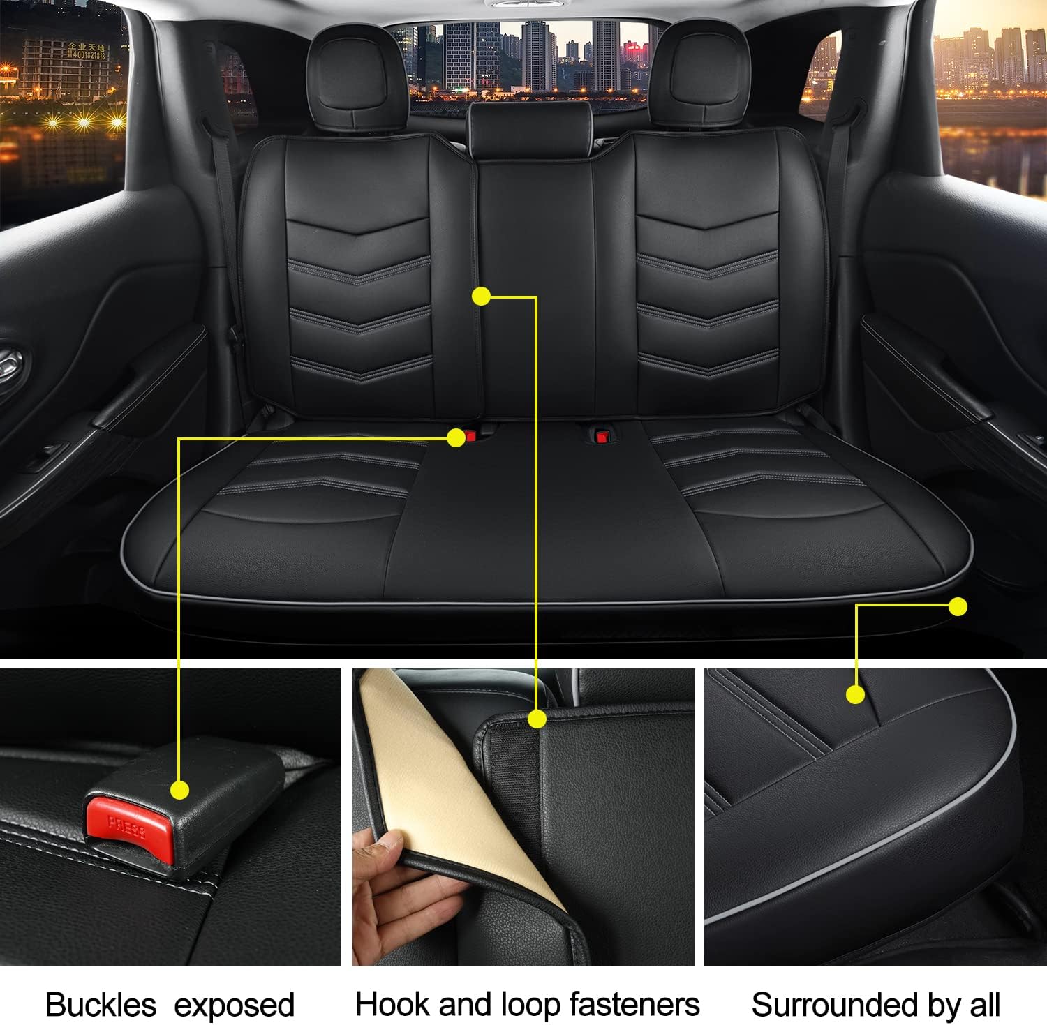 LUCKYMAN CLUB Jeep Cherokee Custom Seat Covers Fit 2014 2015 2016 2017 2018 2019 2020 2021 2022 2023 2024 2025 years Cushions with Waterproof Faux Leather Car Accessories