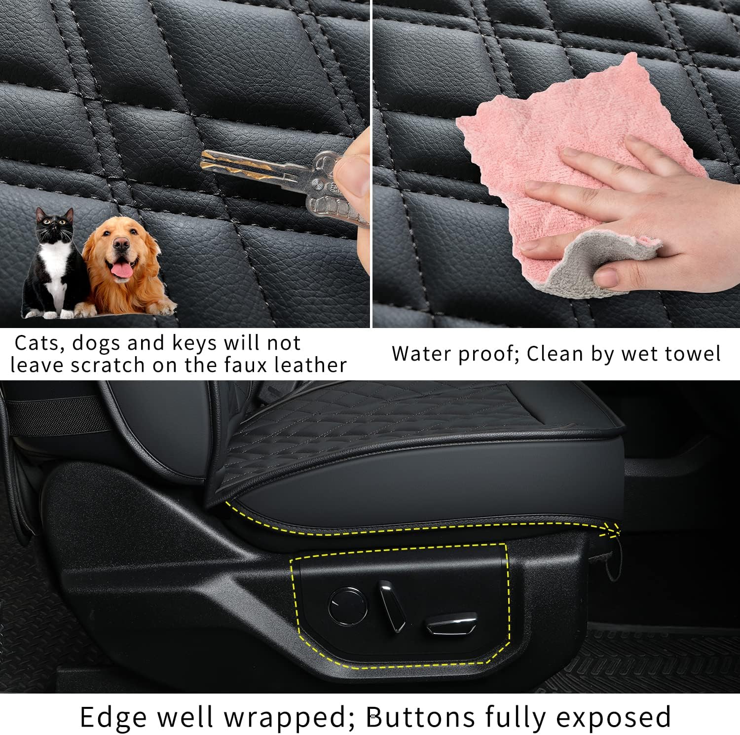 LUCKYMAN CLUB Ford F150 seat covers Fit 2009-2025 F150 SuperCrew and 2017-2025 F250 F350 F450 Crew Cab With armrest box cushion, all seasons, waterproof leather cushions