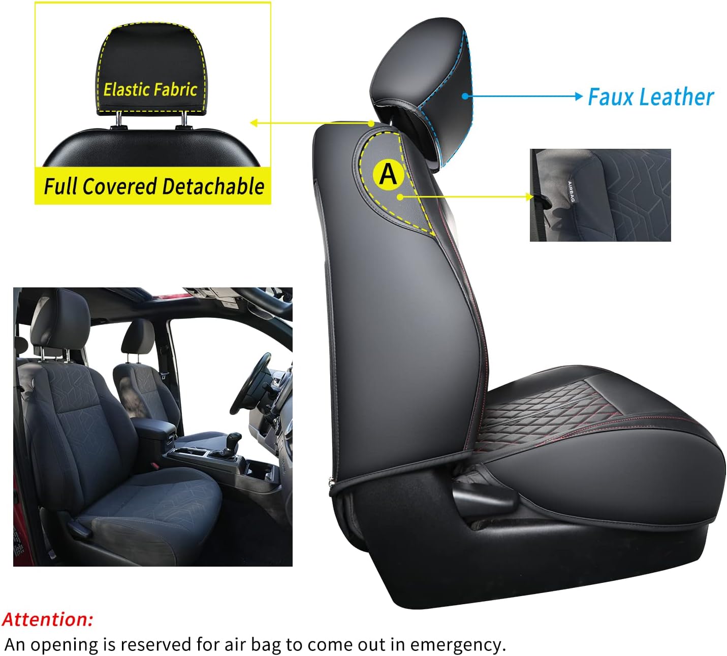 LUCKYMAN CLUB Tacoma Seat Covers Fit for 2016-2025 Tacoma Crew Cab/Double Cab with Water Proof Faux Leather