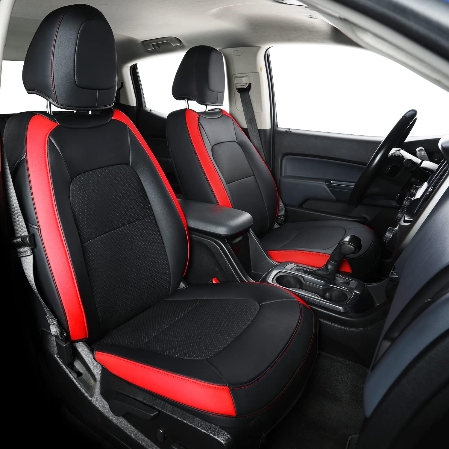 LUCKYMAN CLUB Chevy Colorado Seat Covers Full Set,fit for 2015-2025 Colorado Canyon Crew Cab Z71 LT ZR2 Work Truck with Water Proof Faux Leather
