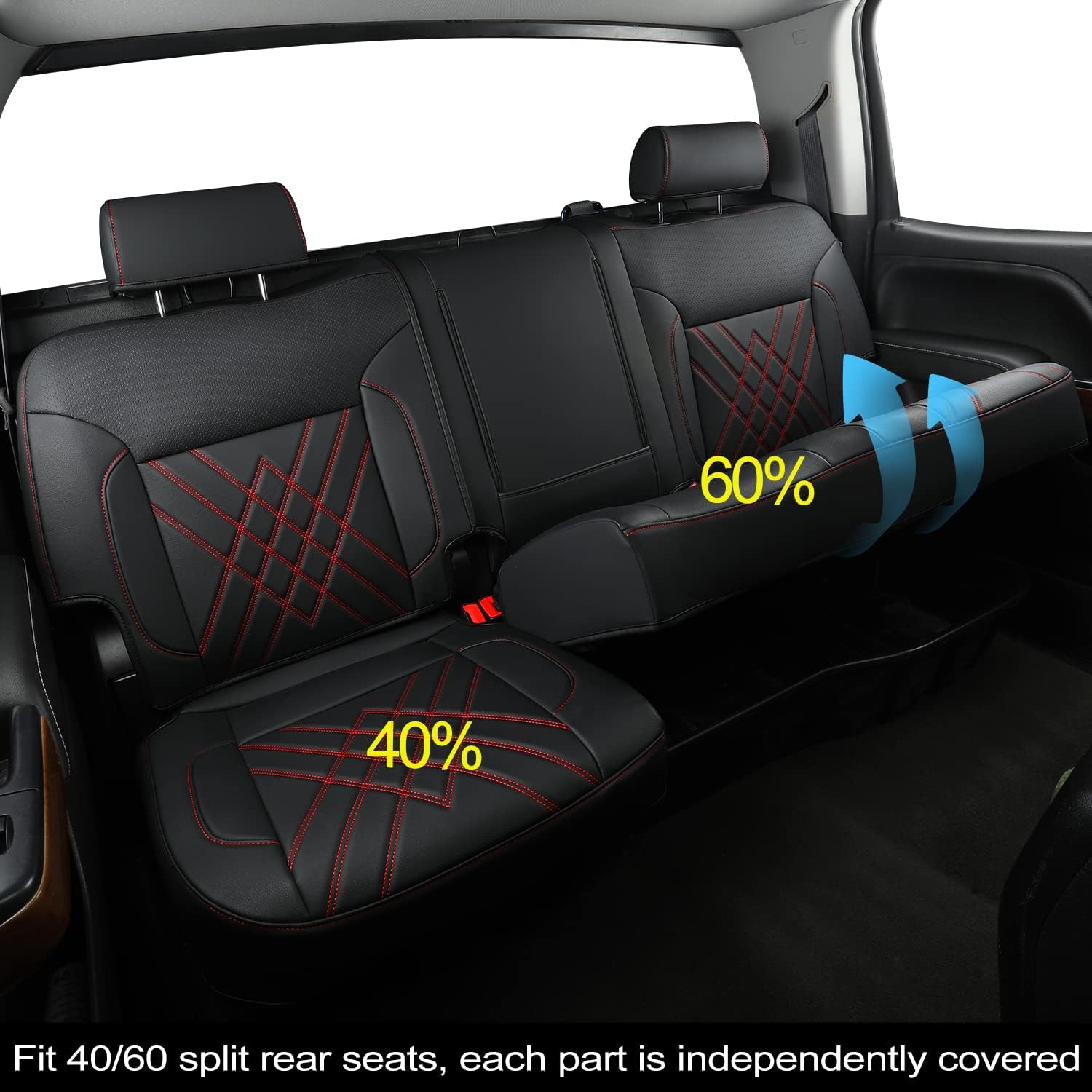 LUCKYMAN CLUB Chevy Silverado Leather truck Seat Covers 2014-2018 For1500&2500&3500HD Custom-made all-enveloped, all-season, waterproof leather