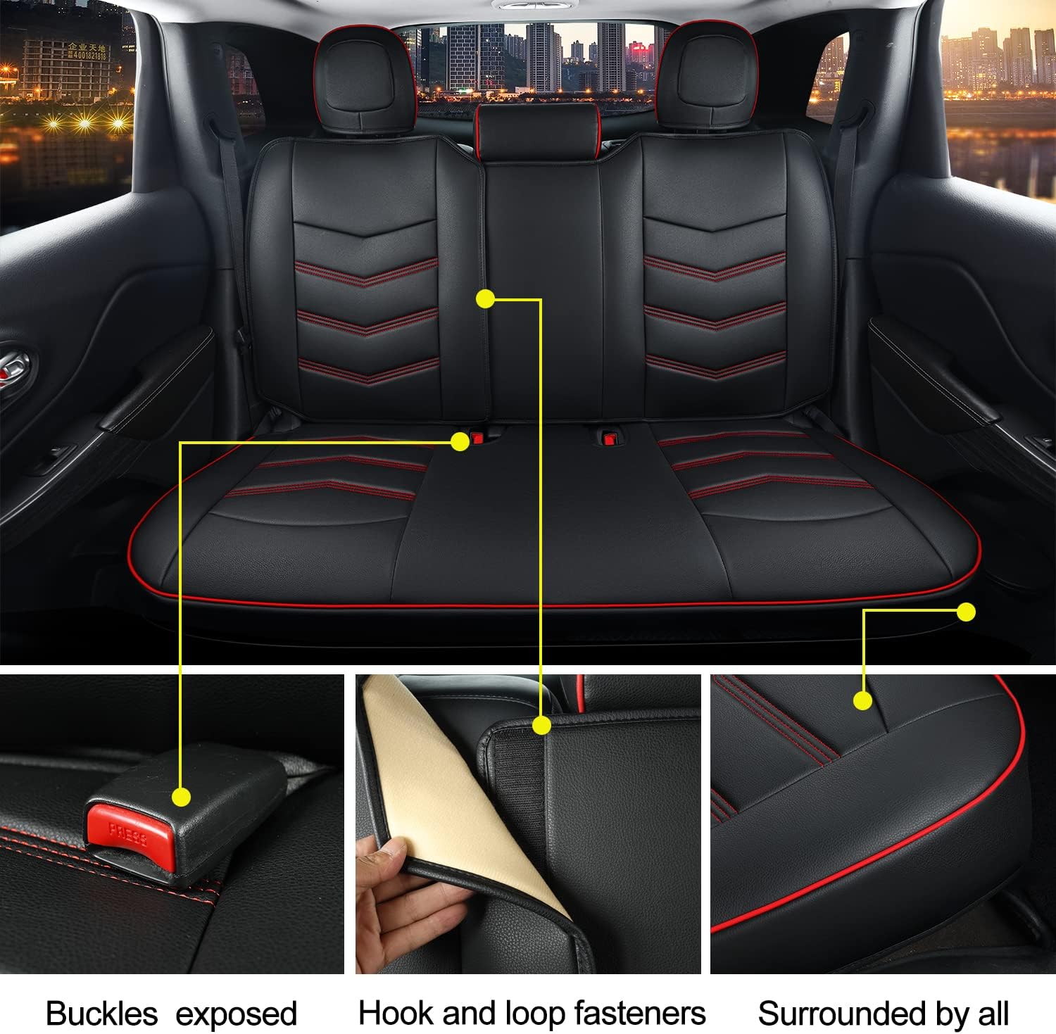 LUCKYMAN CLUB Jeep Cherokee Custom Seat Covers Fit 2014 2015 2016 2017 2018 2019 2020 2021 2022 2023 2024 2025 years Cushions with Waterproof Faux Leather Car Accessories