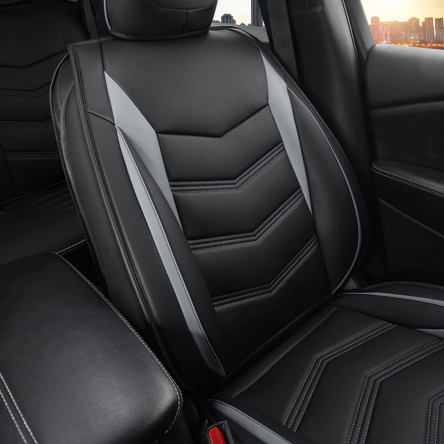 LUCKYMAN CLUB Jeep Cherokee Custom Seat Covers Fit 2014 2015 2016 2017 2018 2019 2020 2021 2022 2023 2024 2025 years Cushions with Waterproof Faux Leather Car Accessories