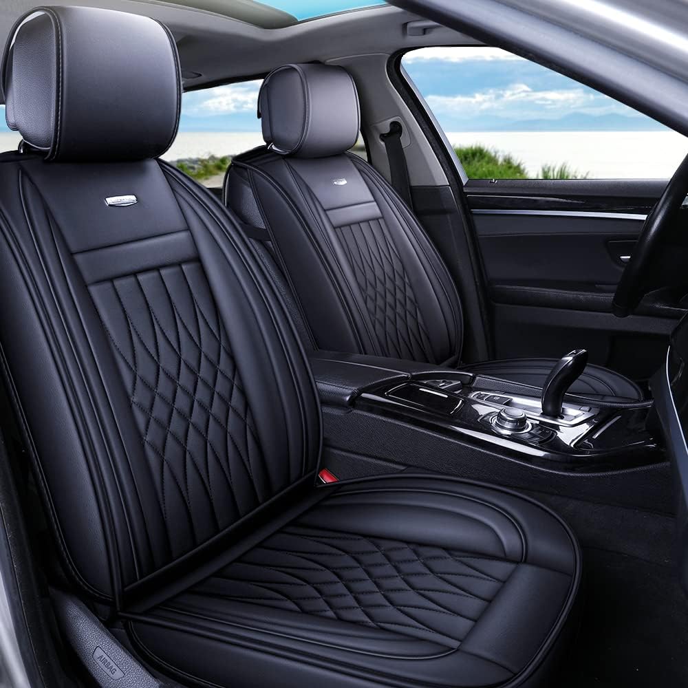 LUCKYMAN CLUB Seat Covers fit for Ford F150 Crew Cab from 2015 to 2025 and fit for F250 F350 F450 Crew Cab from 2017 to 2025 with Faux Leather