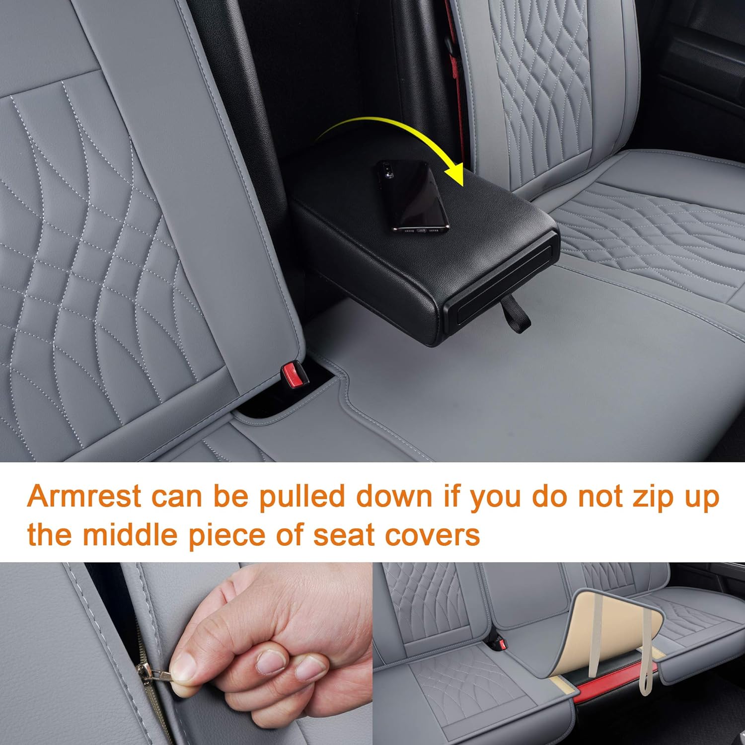 LUCKYMAN CLUB Seat Covers fit for Ford F150 Crew Cab from 2015 to 2025 and fit for F250 F350 F450 Crew Cab from 2017 to 2025 with Faux Leather