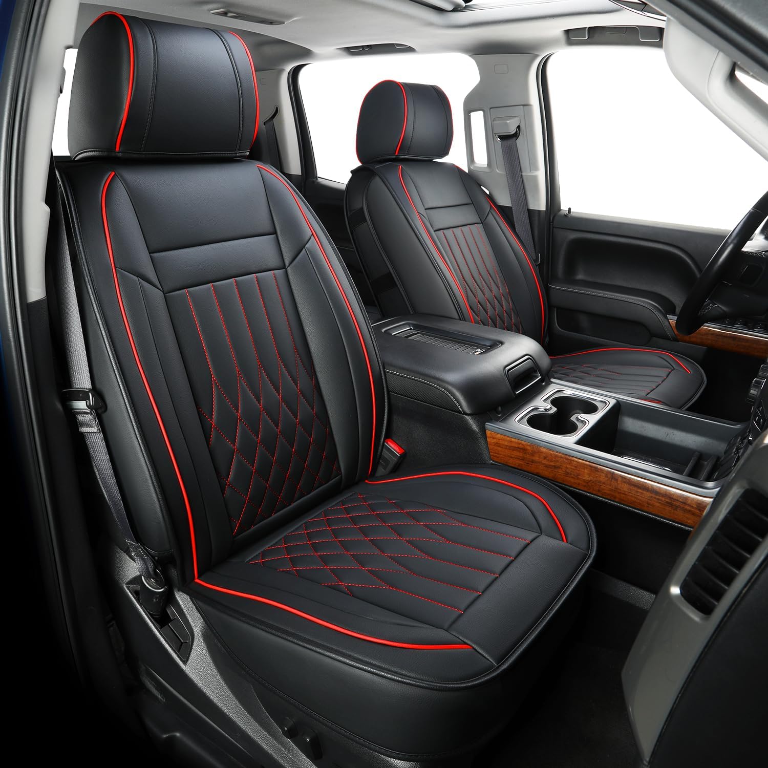 LUCKYMAN CLUB Silverado Faux Leather Seat Covers, Fit for 2014-2025 Chevy Silverado GMC Sierra 1500 and 2020-2024 2500HD 3500HD Crew Cab