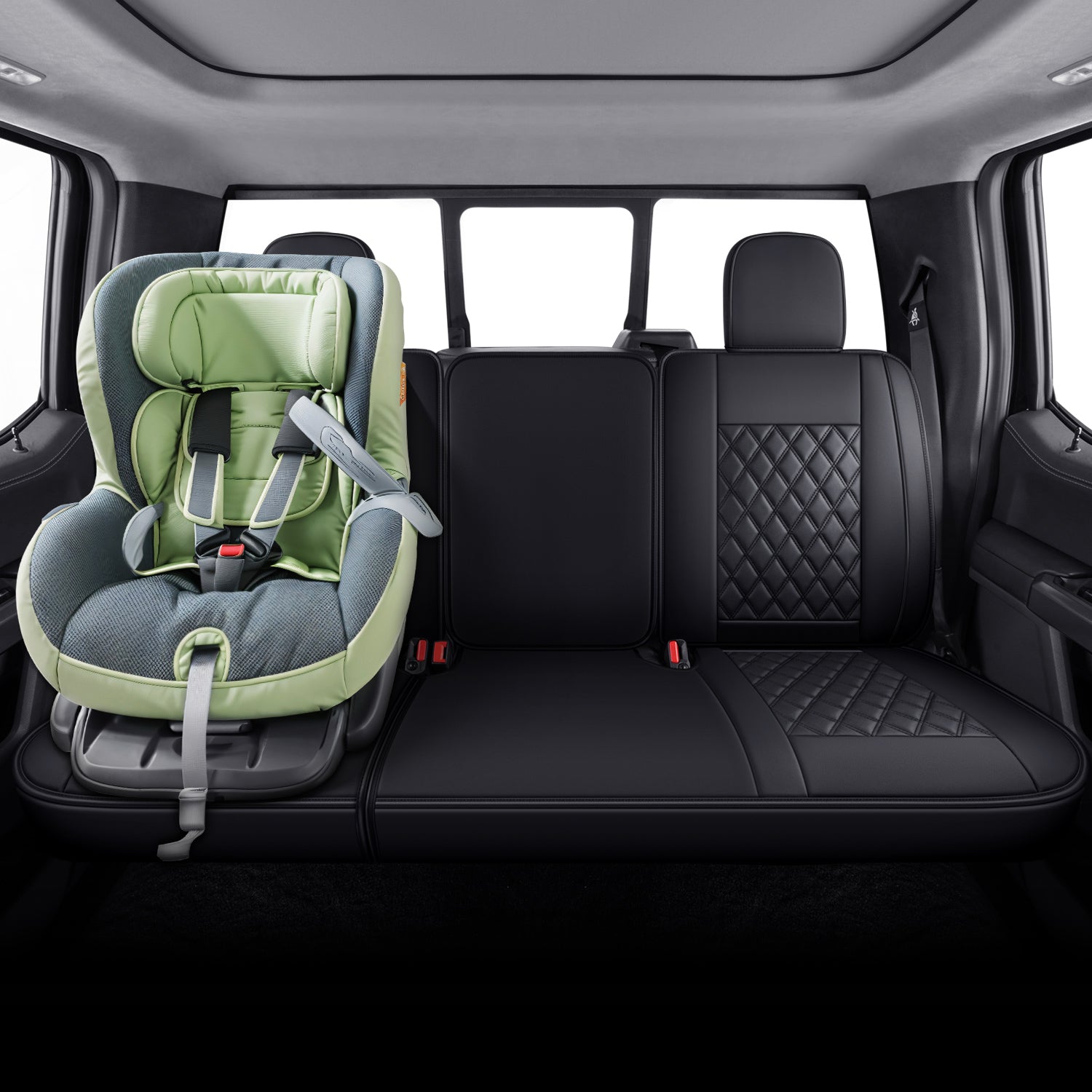 LUCKYMANCLUB Fit for 2015-2025 F150 Seat Cover for F250 for F350 F450 SXL XLT Crew Cab 2015-2025 for F150 XL XLT STX Super Crew Cab - Fully Covered, NOT for 40/20/40 Bench Front Seat